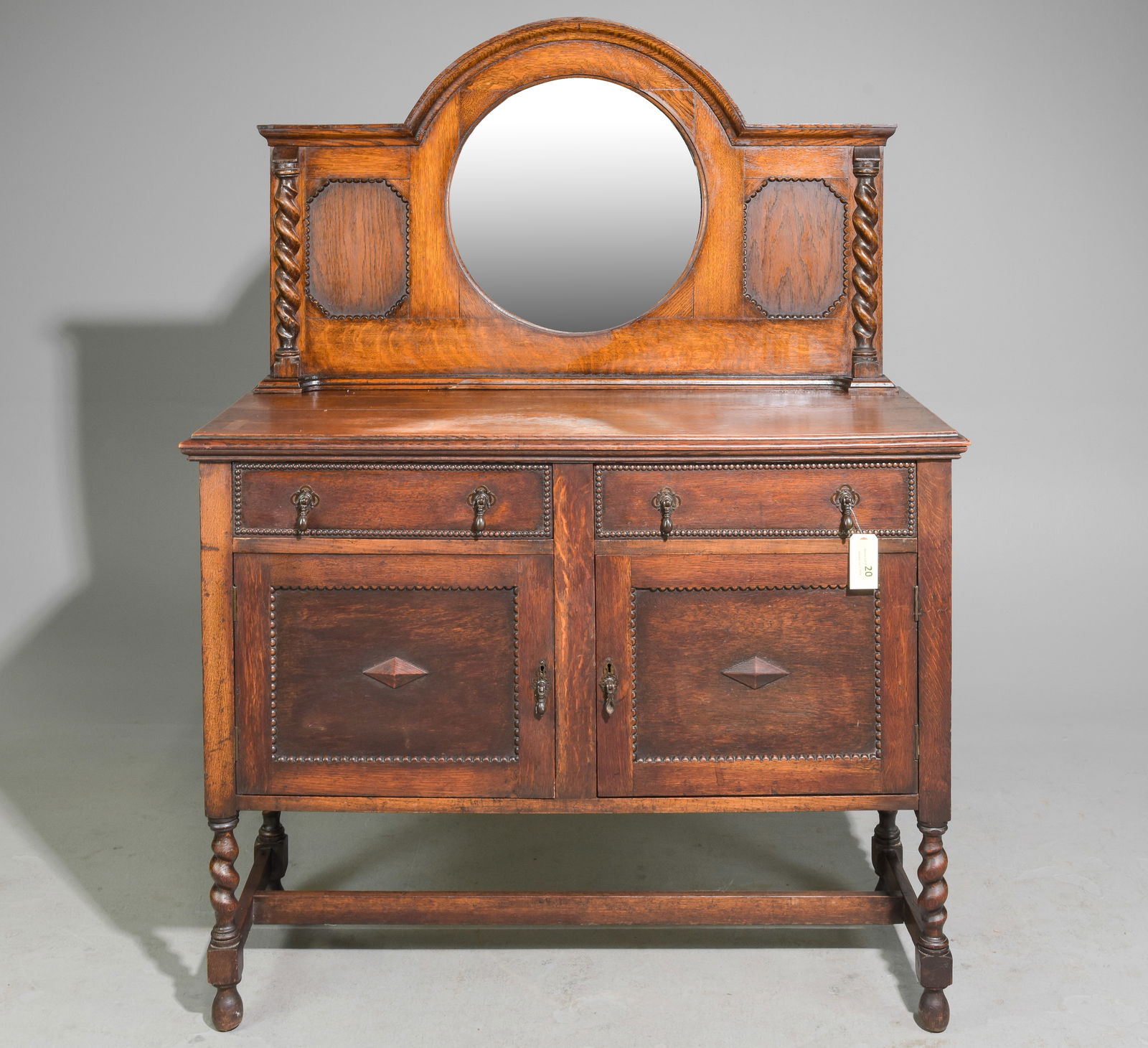 Jacobean Oak Barley Twist Mirror Back Sideboard (1 of 6)