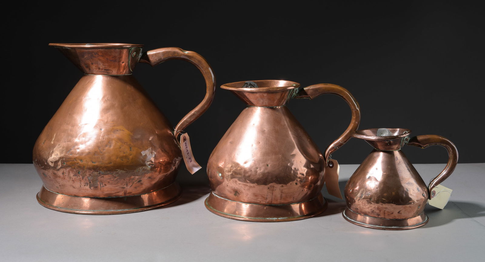 3 Polished Graduated Copper Jugs / Pitchers (1 of 11)