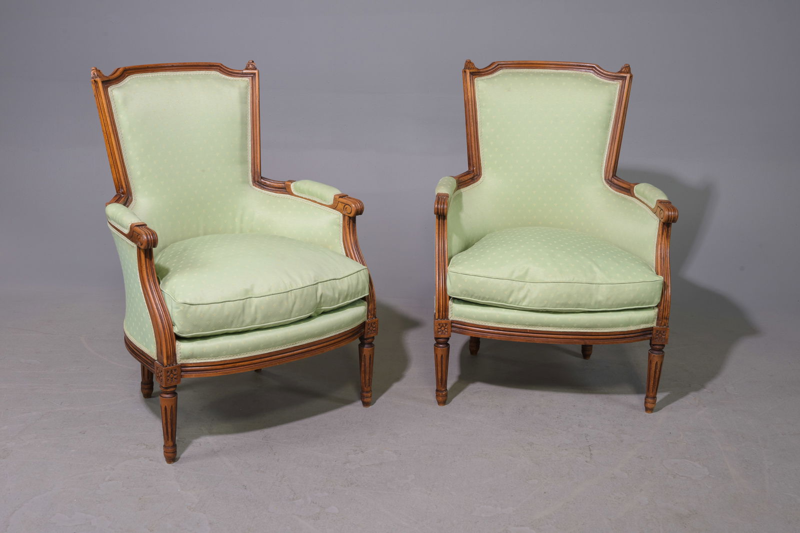 Pair Of Louis XVI Style Walnut Upholstered Arm Chairs (1 of 3)