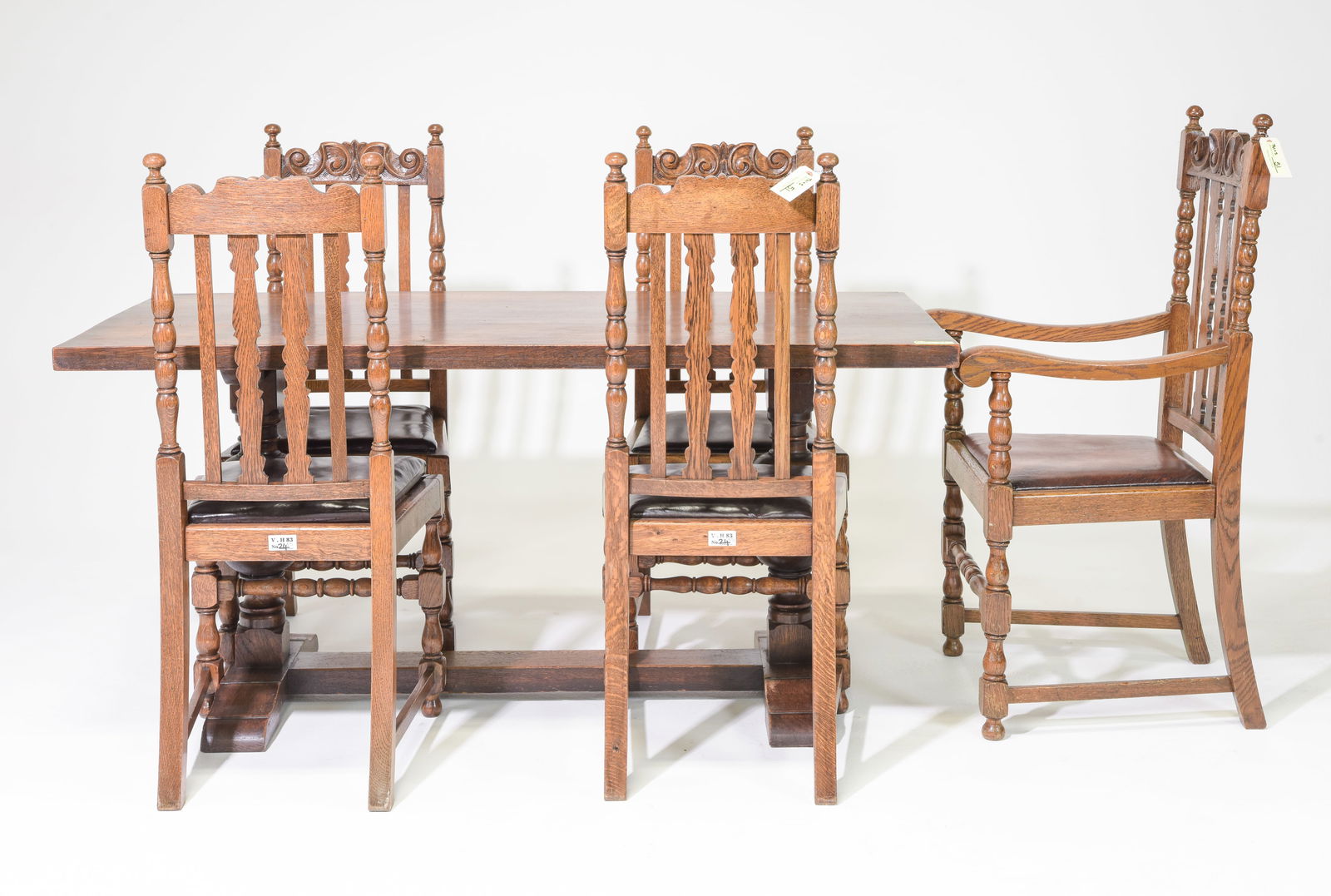 British Oak Refectory Table & 5 Chairs (1 of 6)