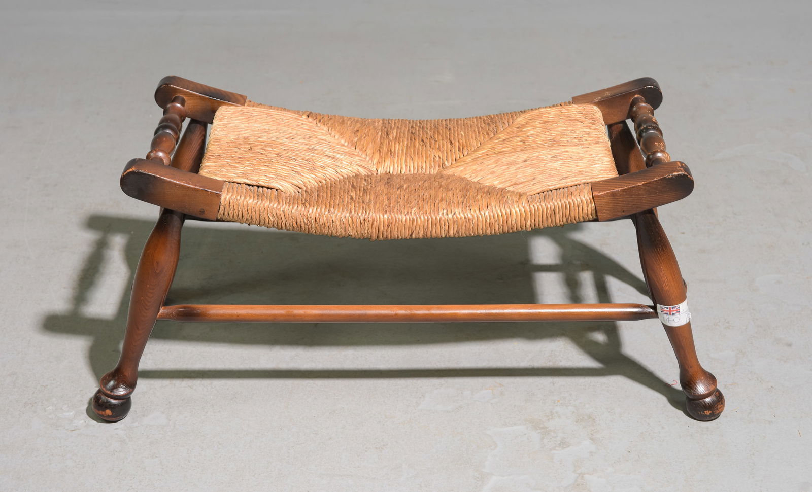 British Oak Rush Seat Stool c.1920's-30's (1 of 3)