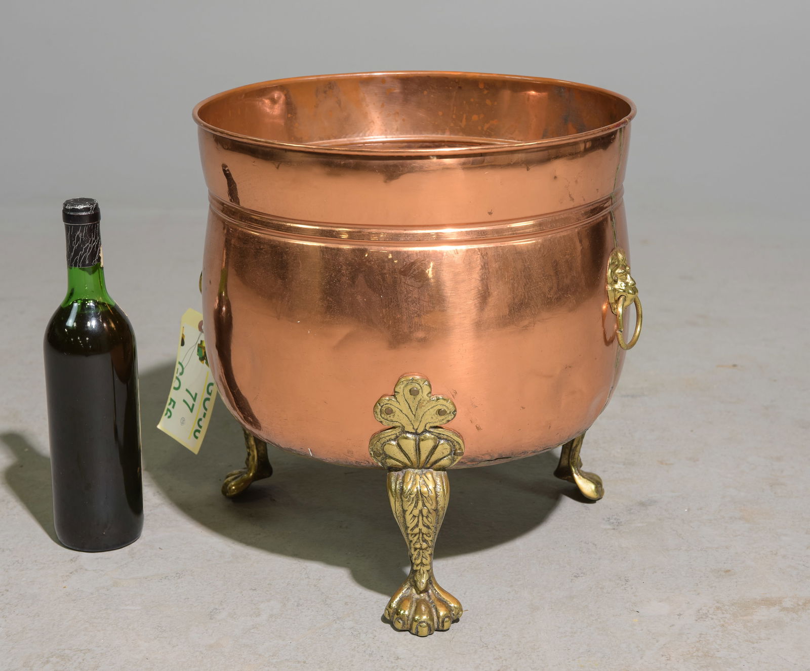Polished Copper / Brass Log Bin with Lion Masks (1 of 3)