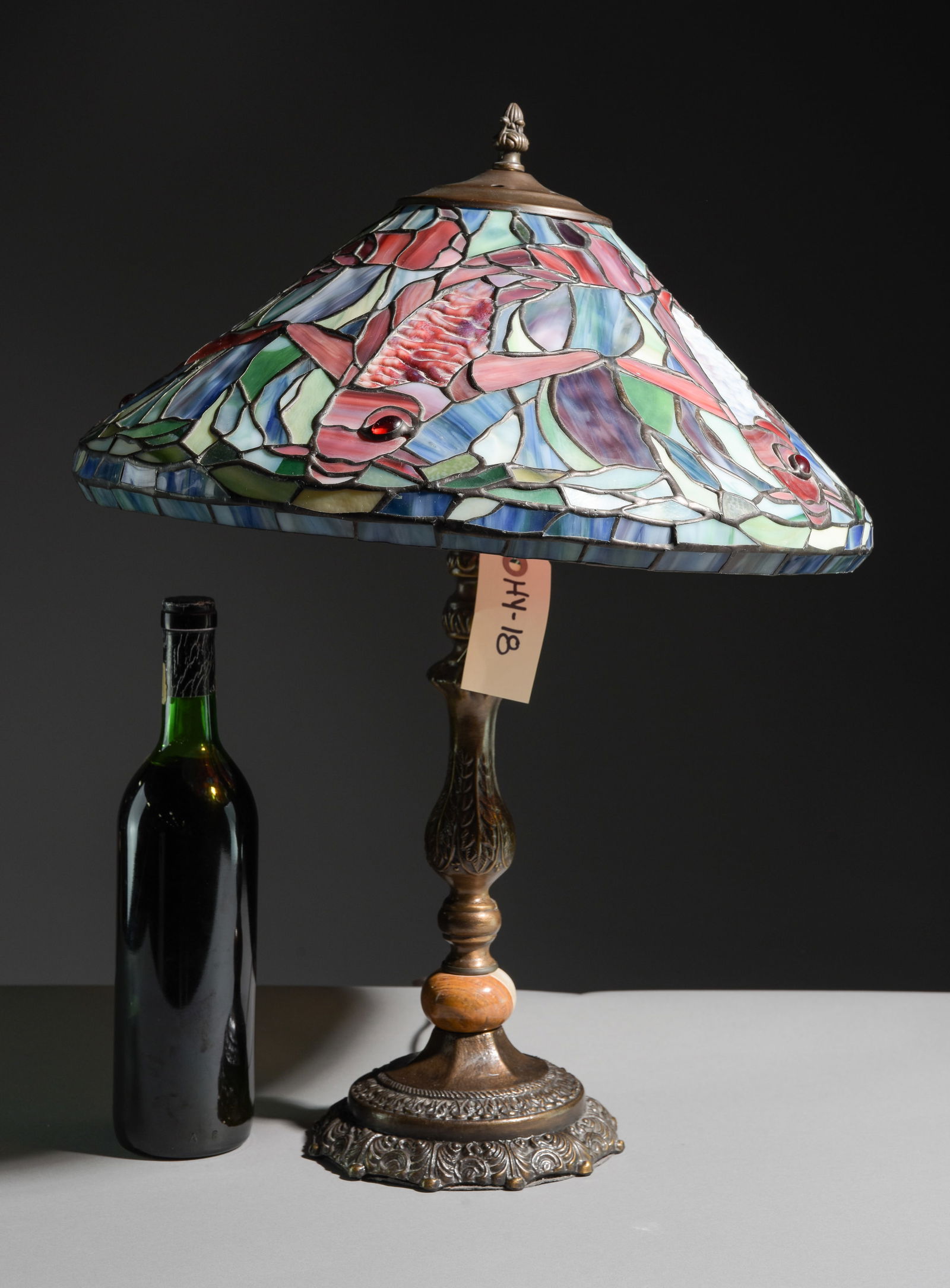 Stained Glass Lamp with Bronze & Onyx Base #2 (1 of 6)