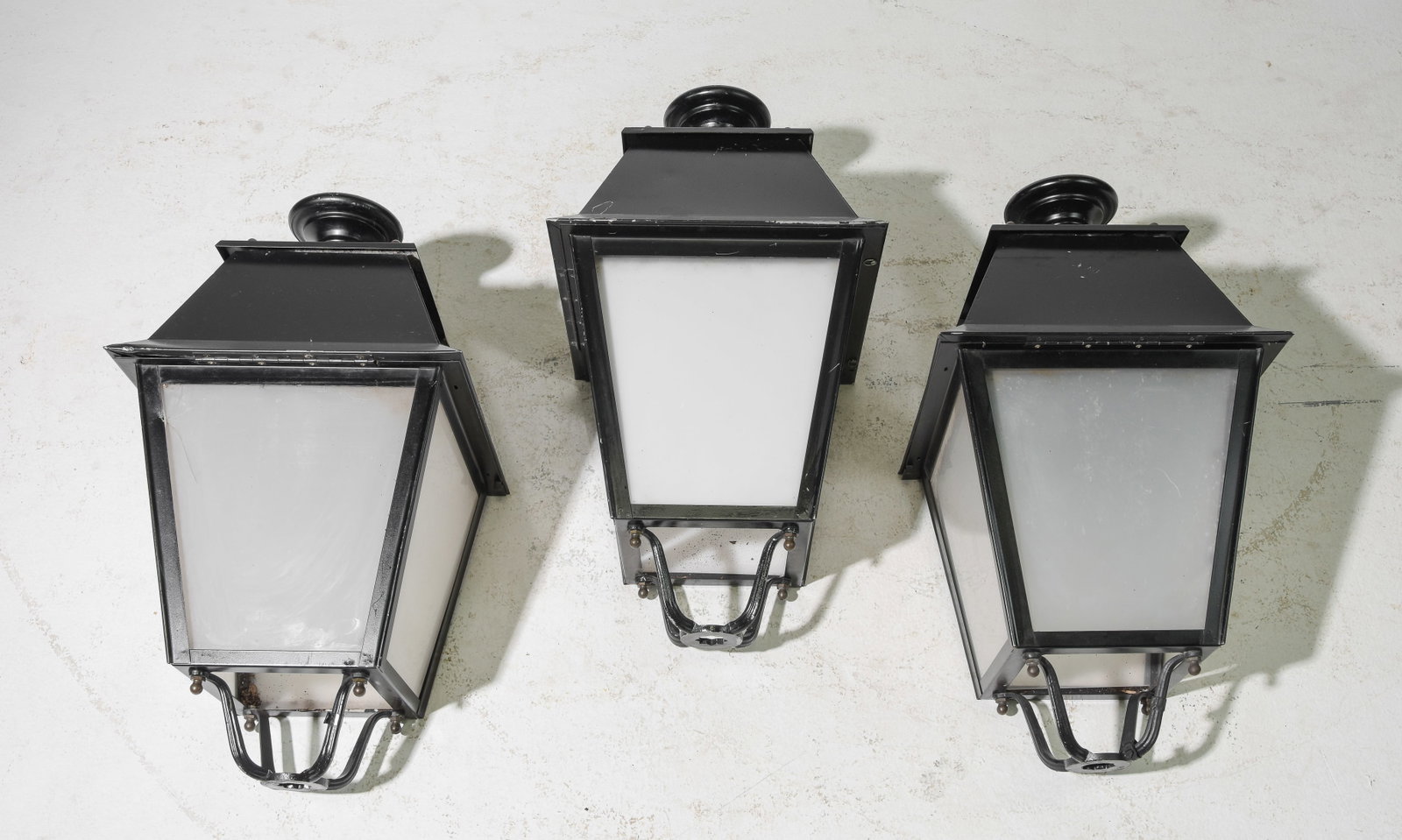 Three French Metal Street Lantern Tops: Three French Metal Street Lantern Tops - 32 in tall x 17 x 17