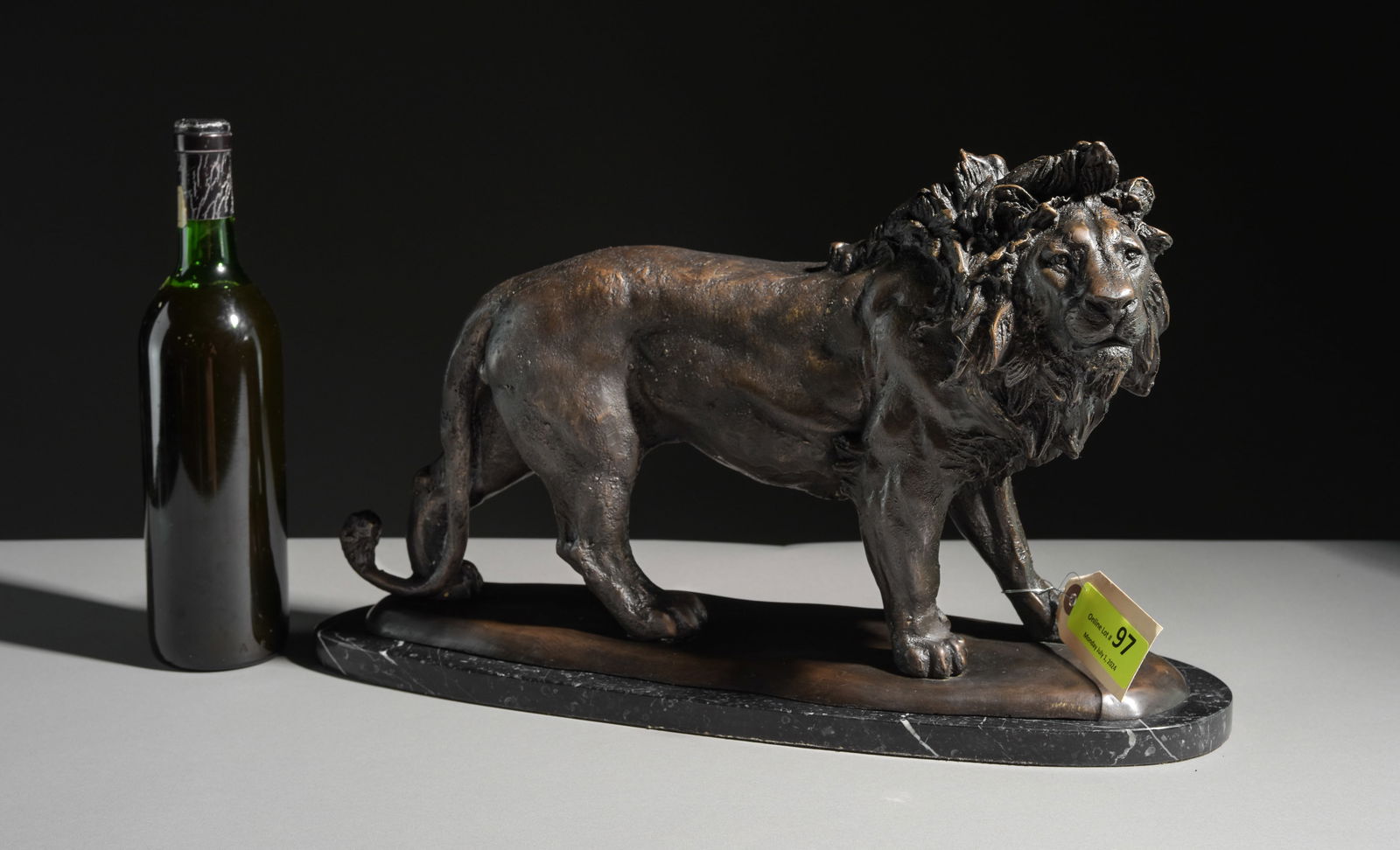 Bronze Walking Lion on Marble Base (1 of 4)