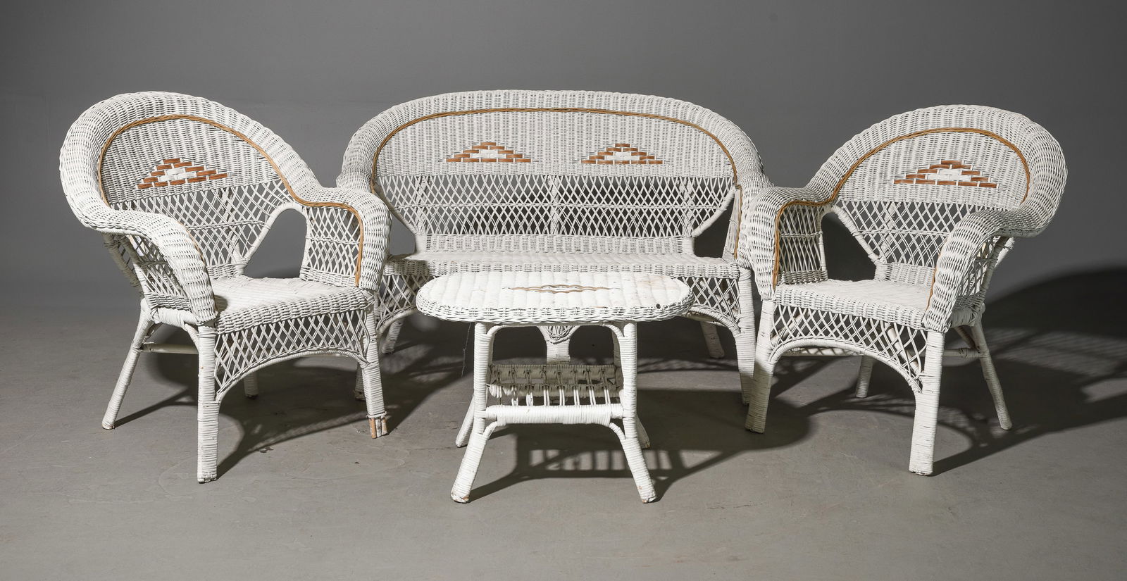 4pc English Wicker Set - Sofa, 2 Chairs & Coffee Table (1 of 5)