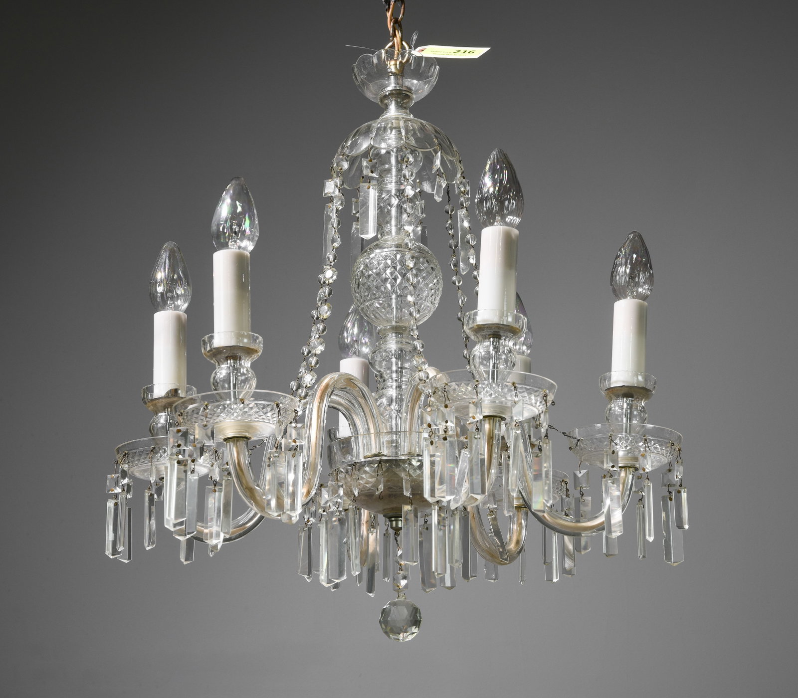 Italian Style Cut Glass / Crystal Chandelier: Italian Style Cut Glass / Crystal Chandelier - 23 in tall x 24 inch diameter