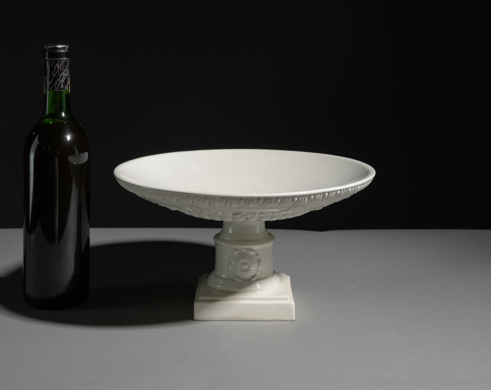 Italian White Ware Compote / Center Piece: Italian White Ware Compote / Center Piece - 6.25 in tall x 11.5 inch diameter