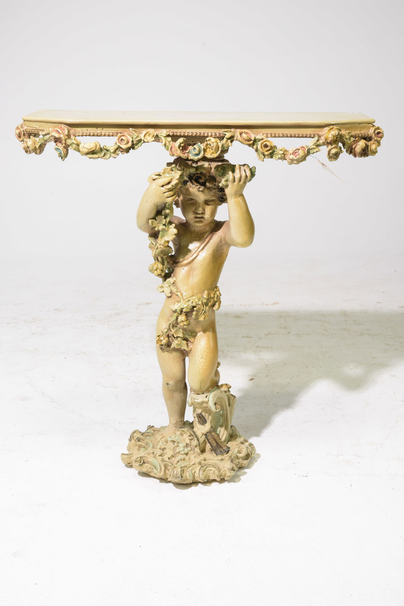 French Baroque Style Marble Top Figural Hall Table (1 of 5)