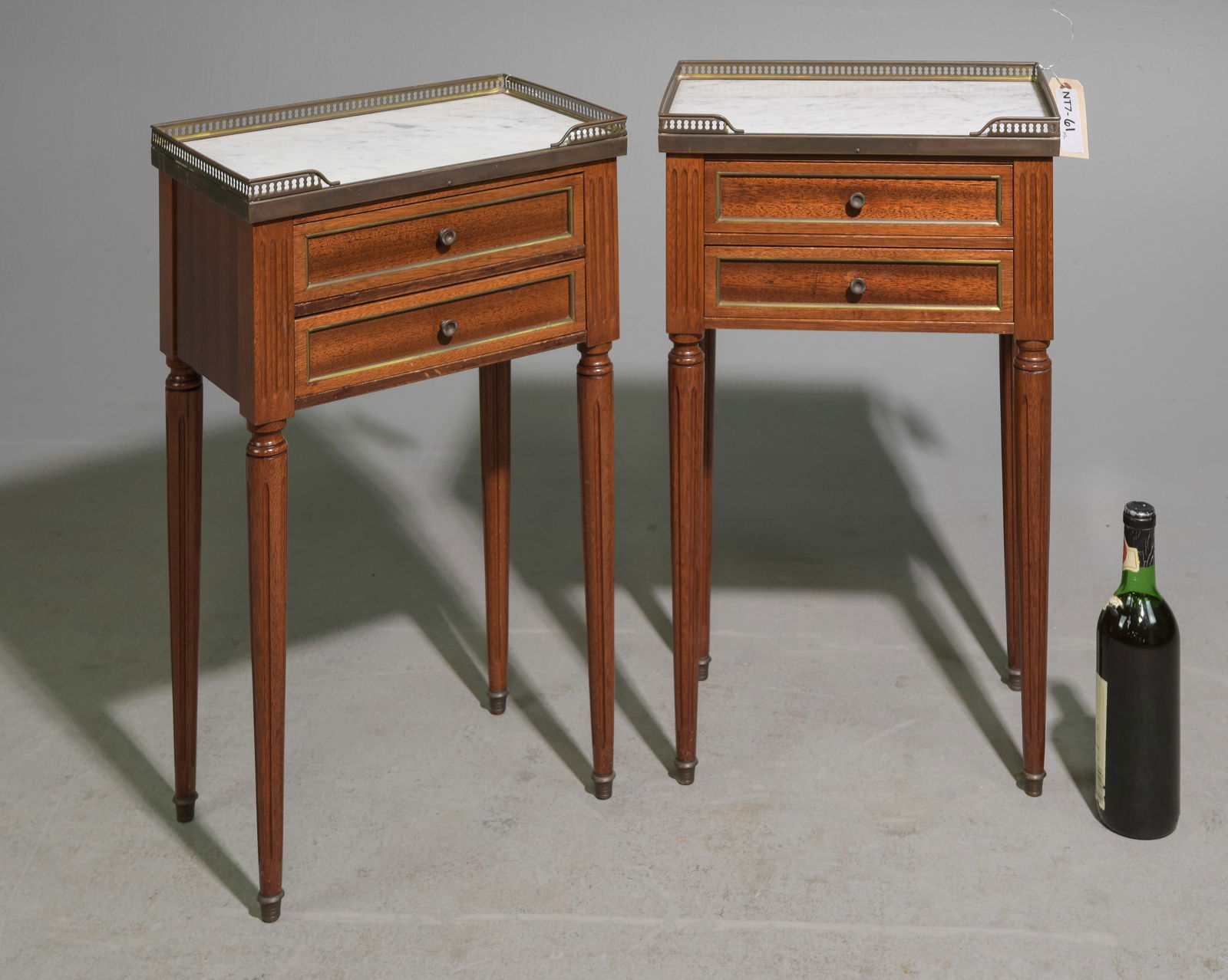 2 Louis XVI Style White Marble Top Nightstands #2 (1 of 4)