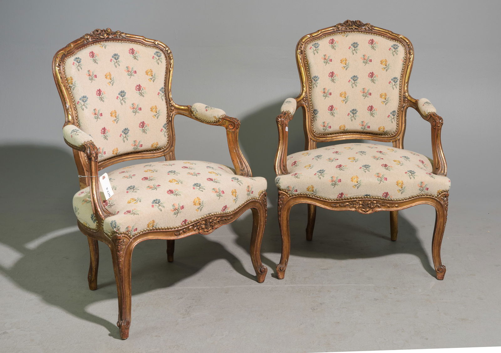 2 Louis XV Style Gilded & Painted Arm Chairs (1 of 6)