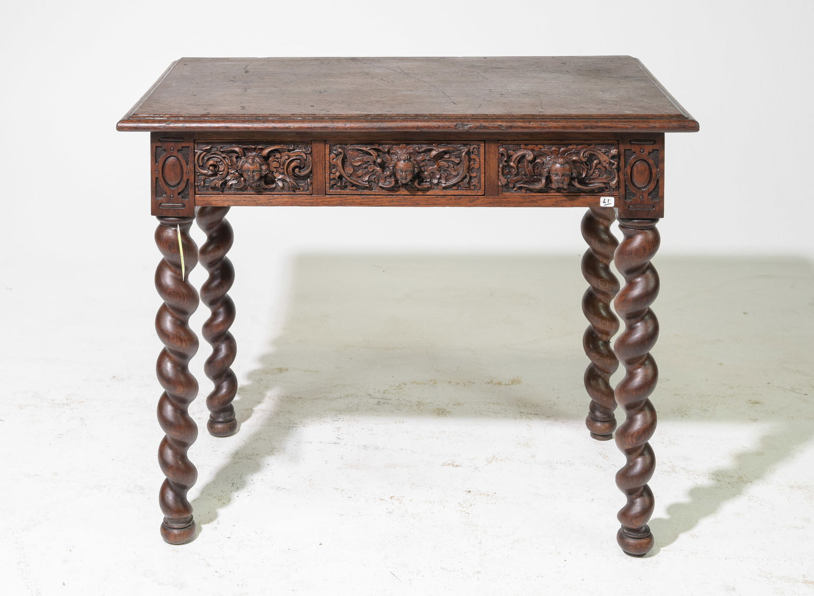 Louis XIII Style Carved Oak Writing Table c.1890's (1 of 7)