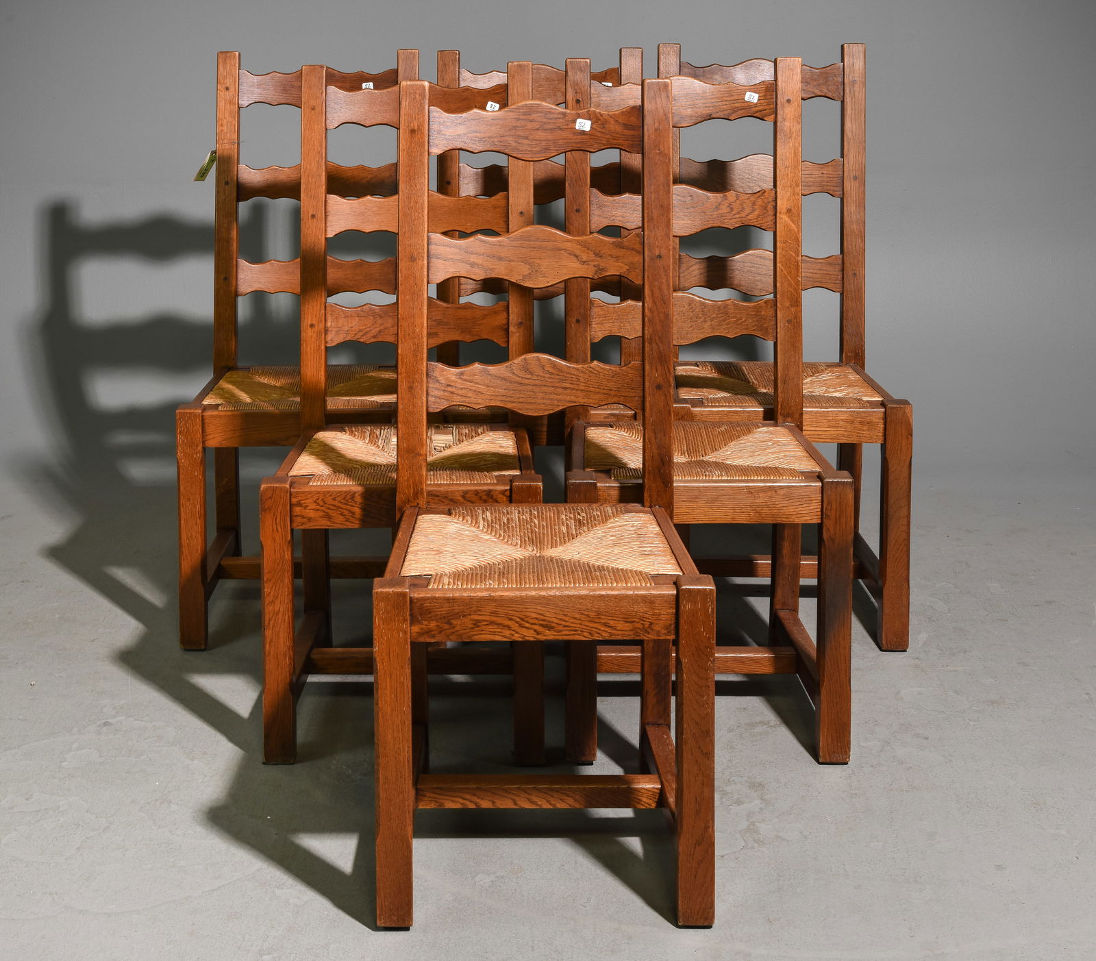 Set of 6 French Oak Rush Seat Dining Chairs (1 of 5)