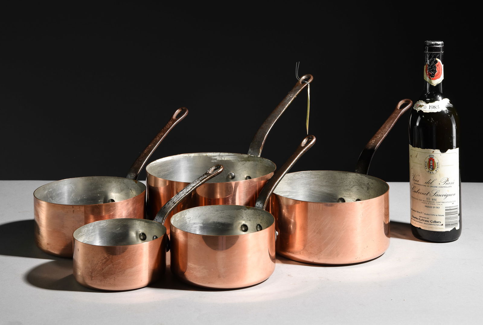 Set of 5 French Polished Copper Sauce Pans #2 (1 of 4)