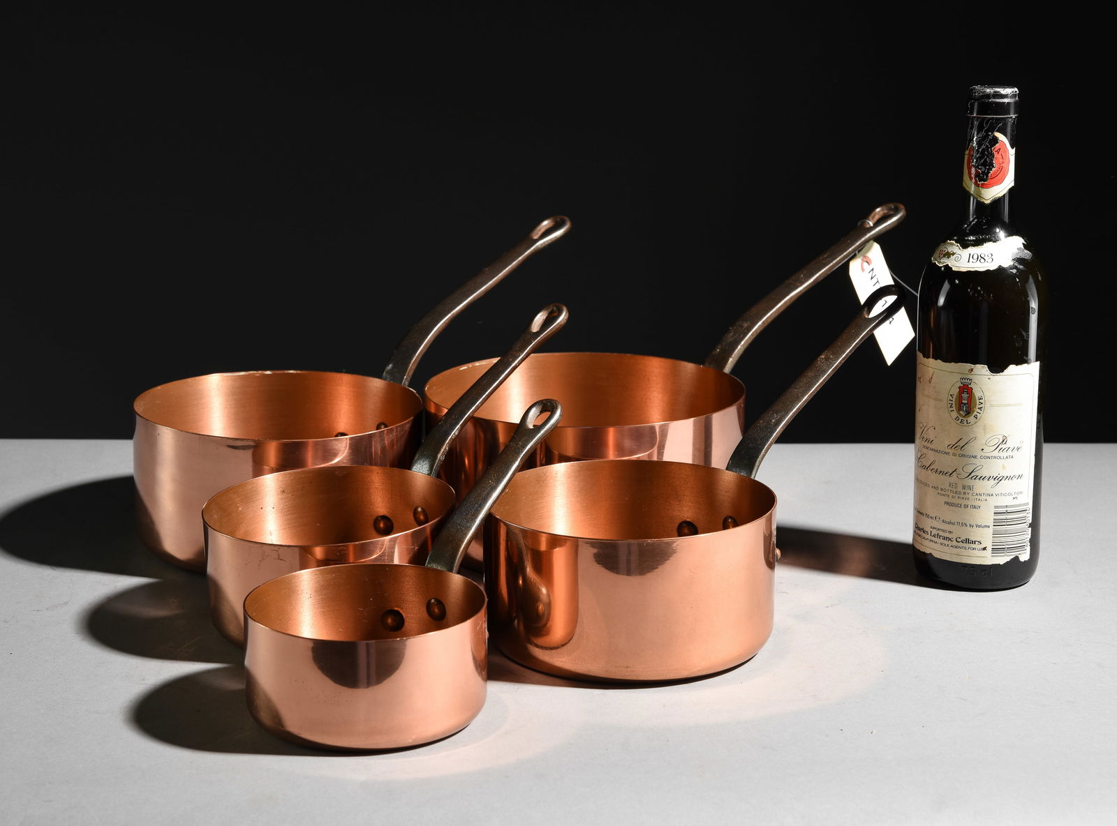 Set of 5 French Polished Copper Sauce Pans #3 (1 of 4)