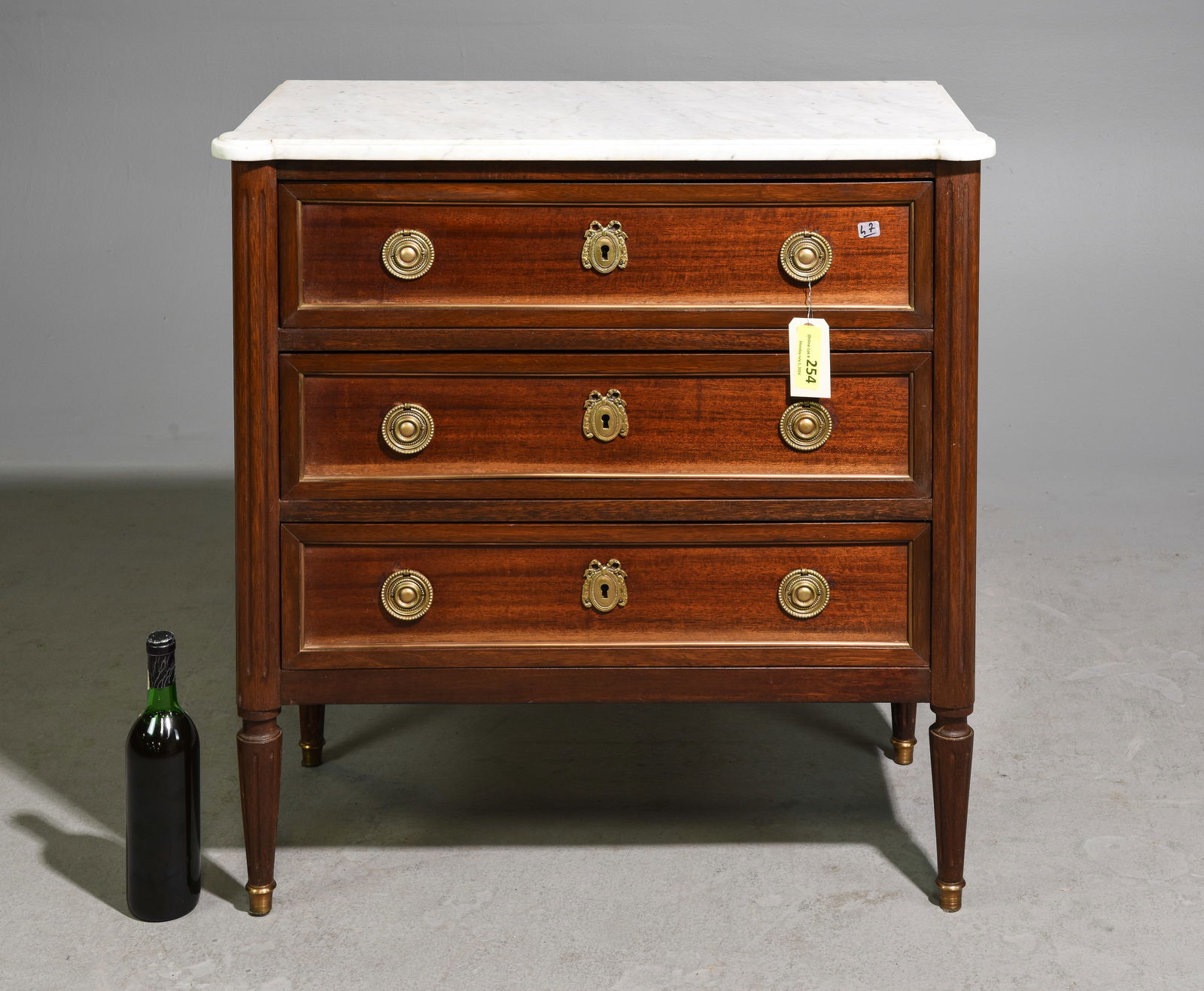 Louis XVI Style Small White Marble Top Chest (1 of 5)