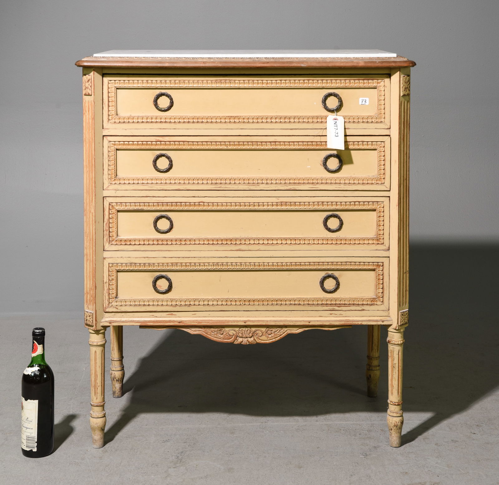 Louis XVI Style Painted Marble Top Chest (1 of 5)