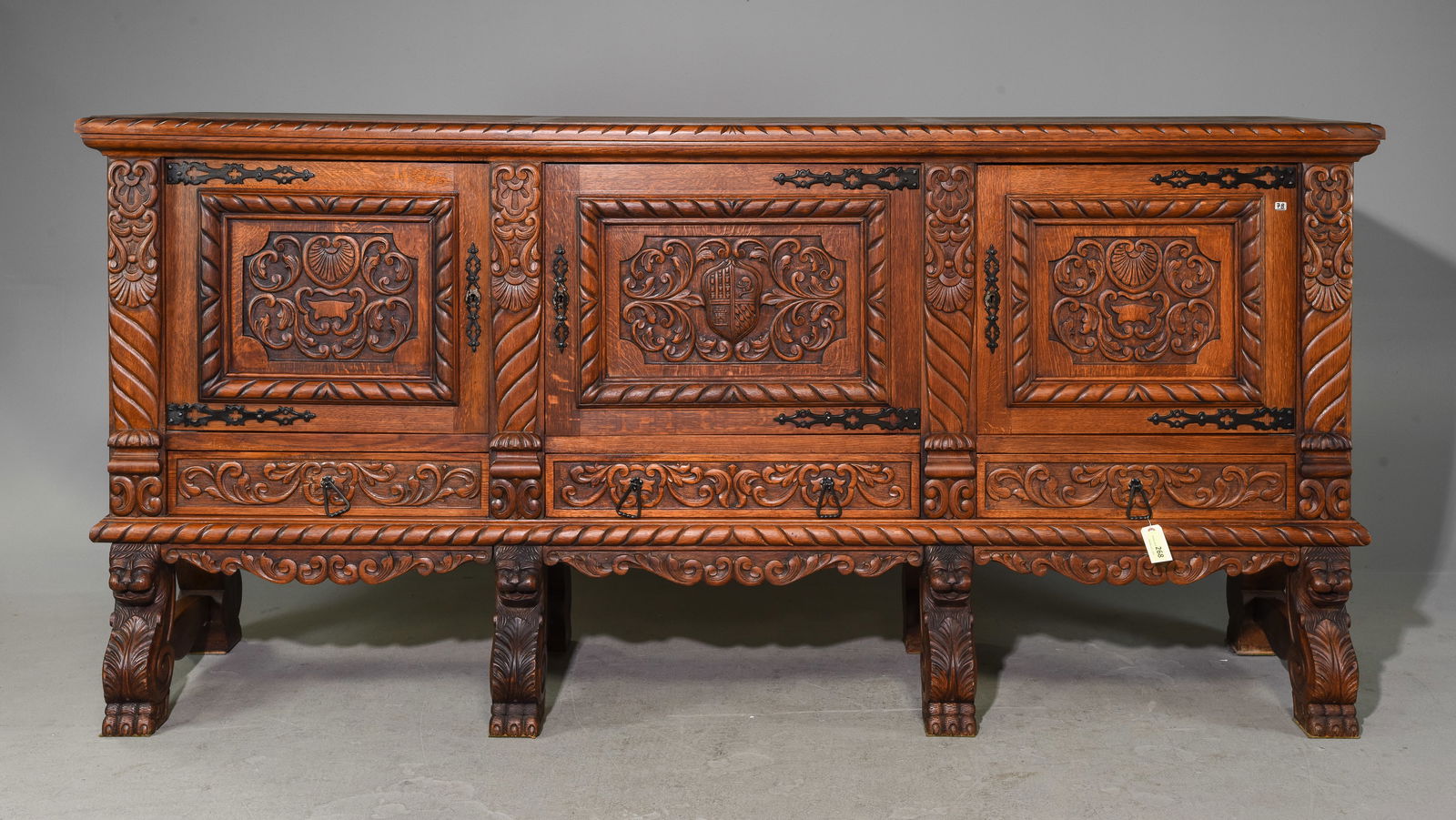 Renaissance Style Heavily Carved Oak Sideboard (1 of 5)