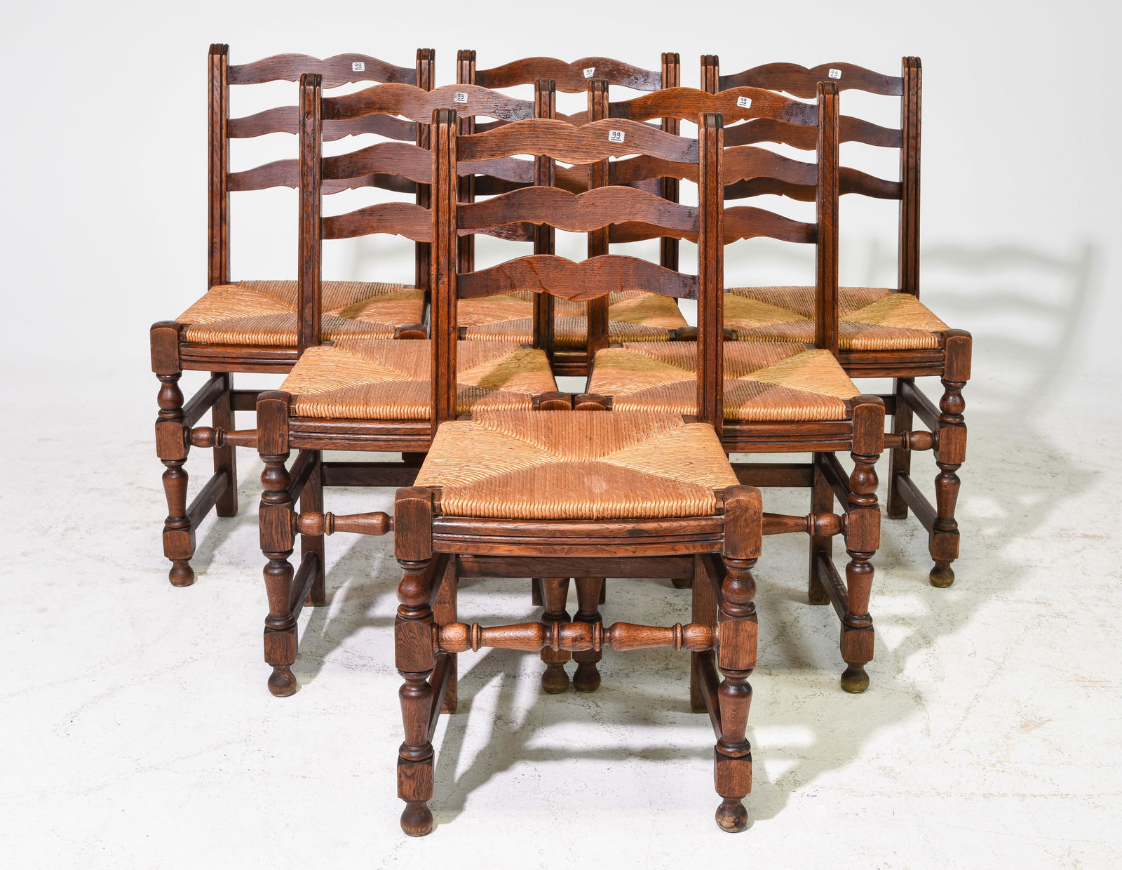 Set of 6 French Oak Rush Seat Dining Chairs (1 of 4)