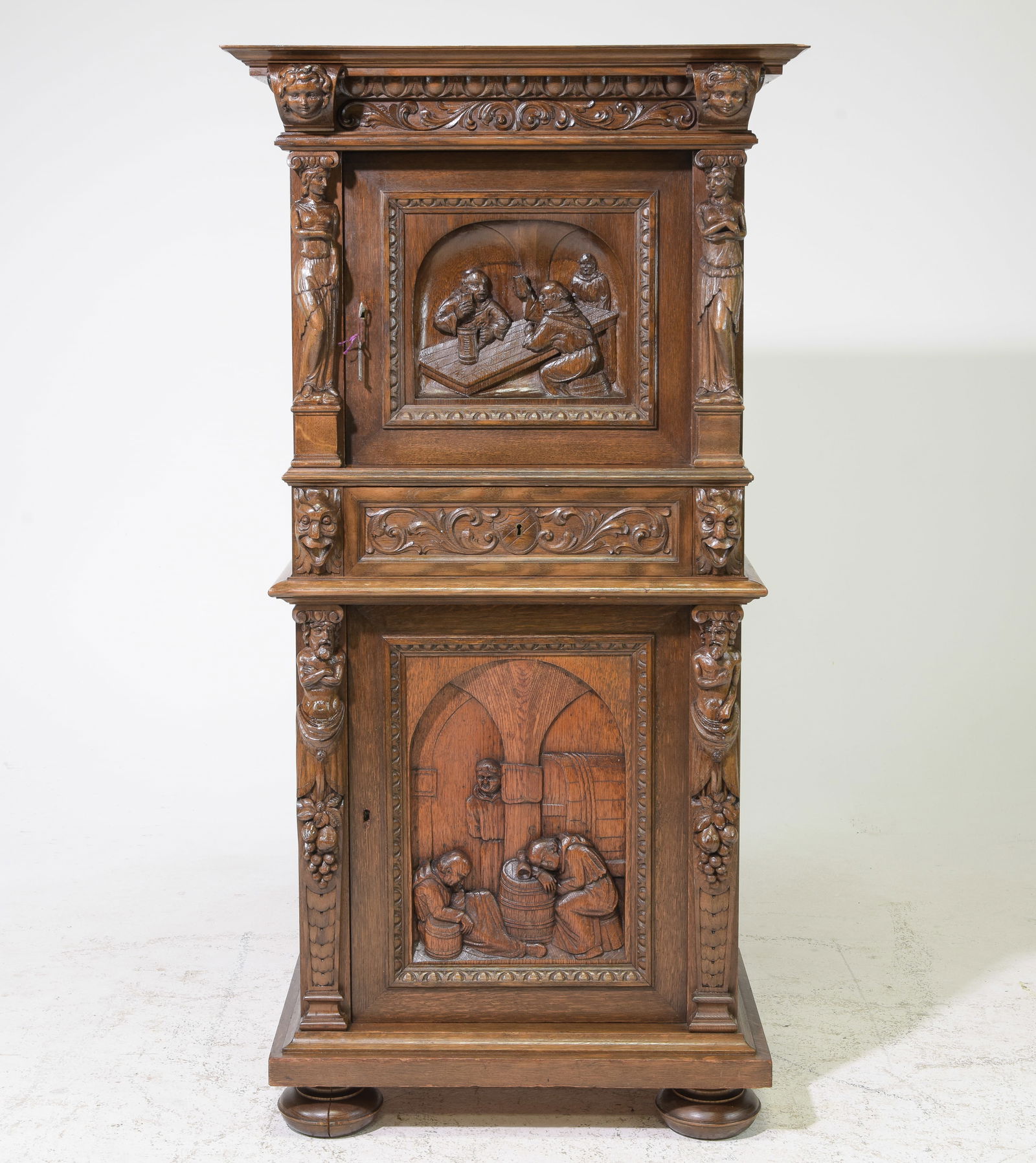 Danish Finely Carved Oak Cupboard c.1930's (1 of 6)