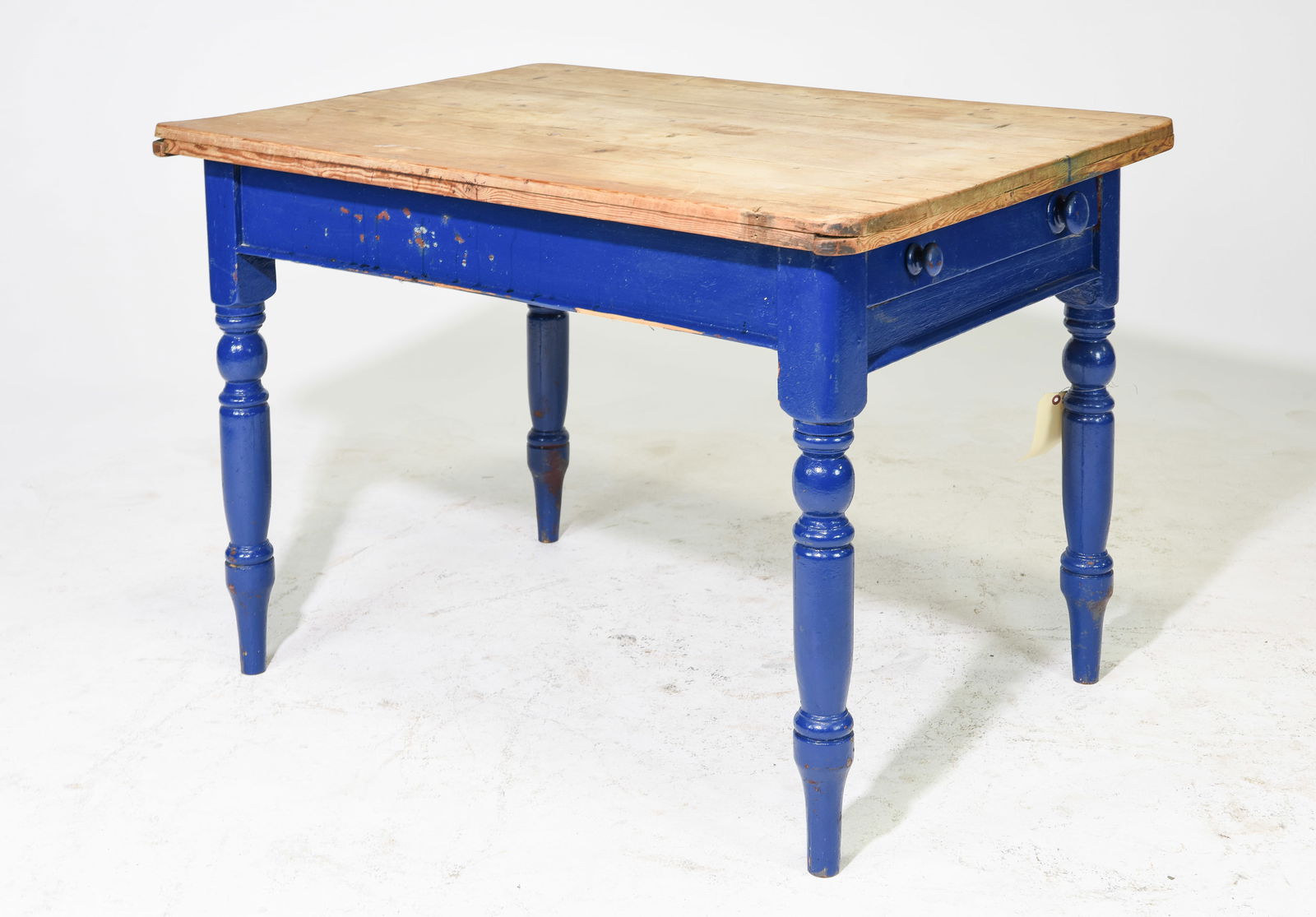 British Pine Painted Base Turned Leg Table (1 of 2)