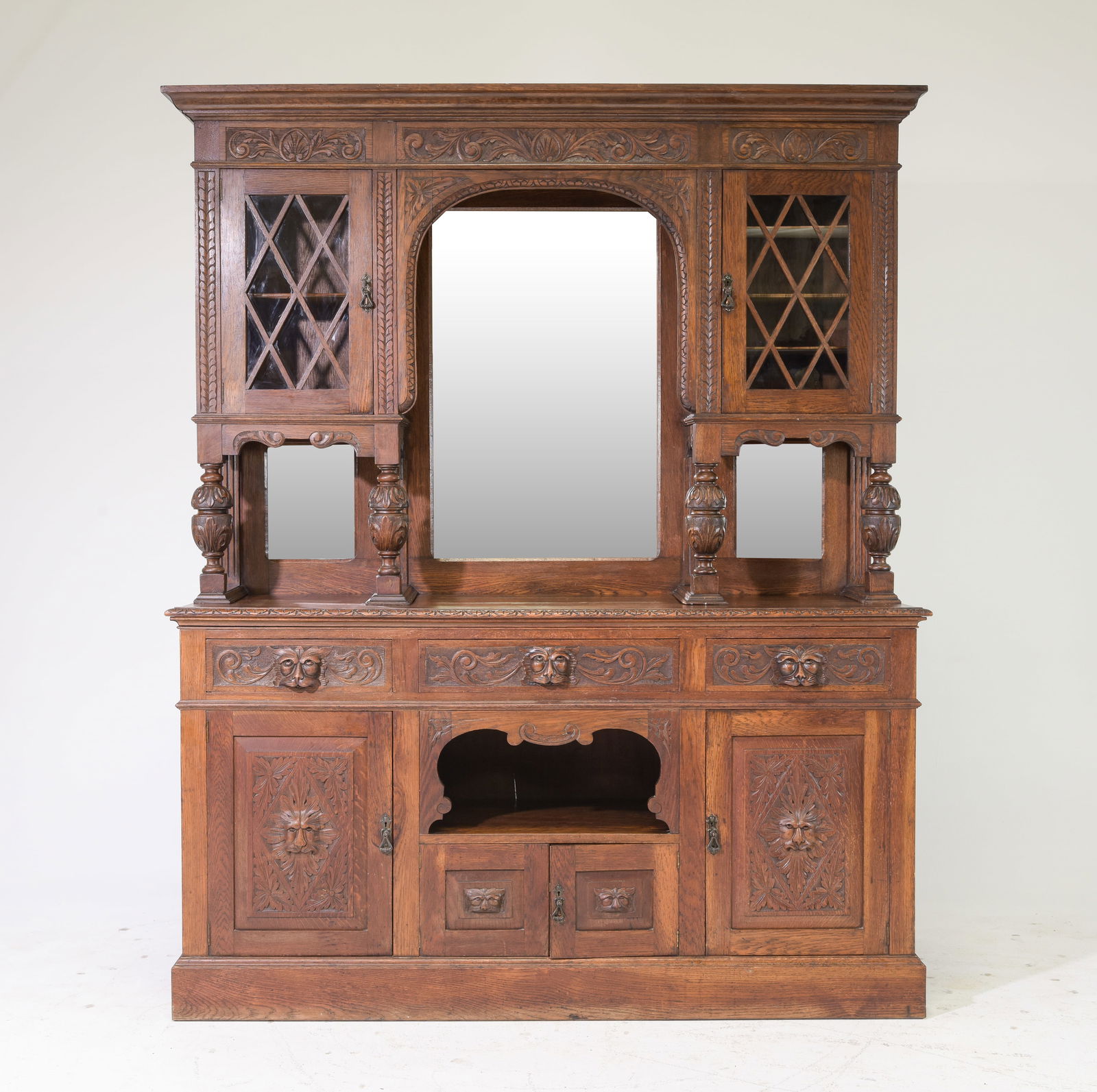 Tudor Style Large Mirror Back Double Buffet (1 of 10)