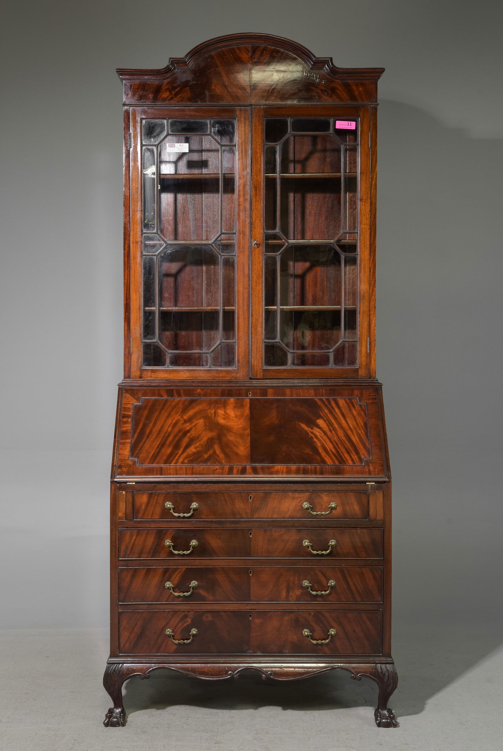 British Mahogany Ball & Claw Secretary Bookcase (1 of 10)