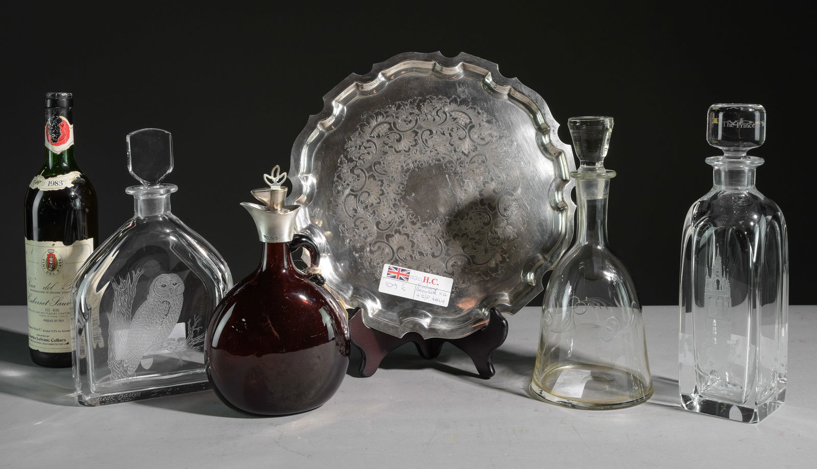 Silver Plate Tray & Four Decanters (1 of 9)