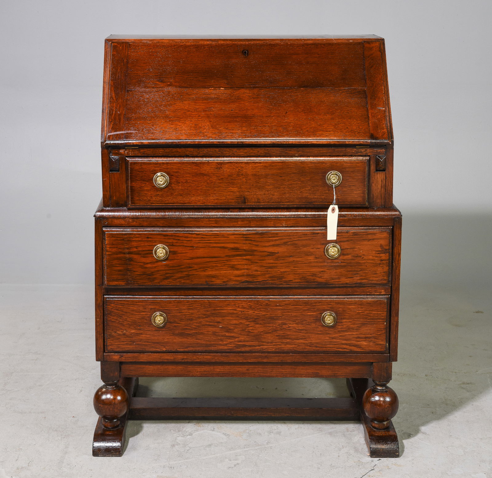 British Oak Drop Front Desk / Bureau (1 of 6)