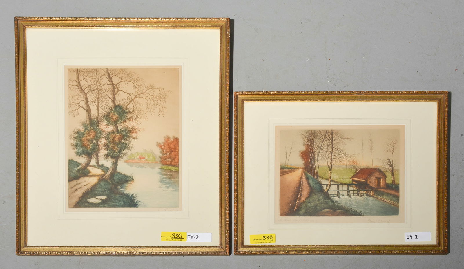 2 Gold Framed Artist Signed Lithographs (1 of 6)