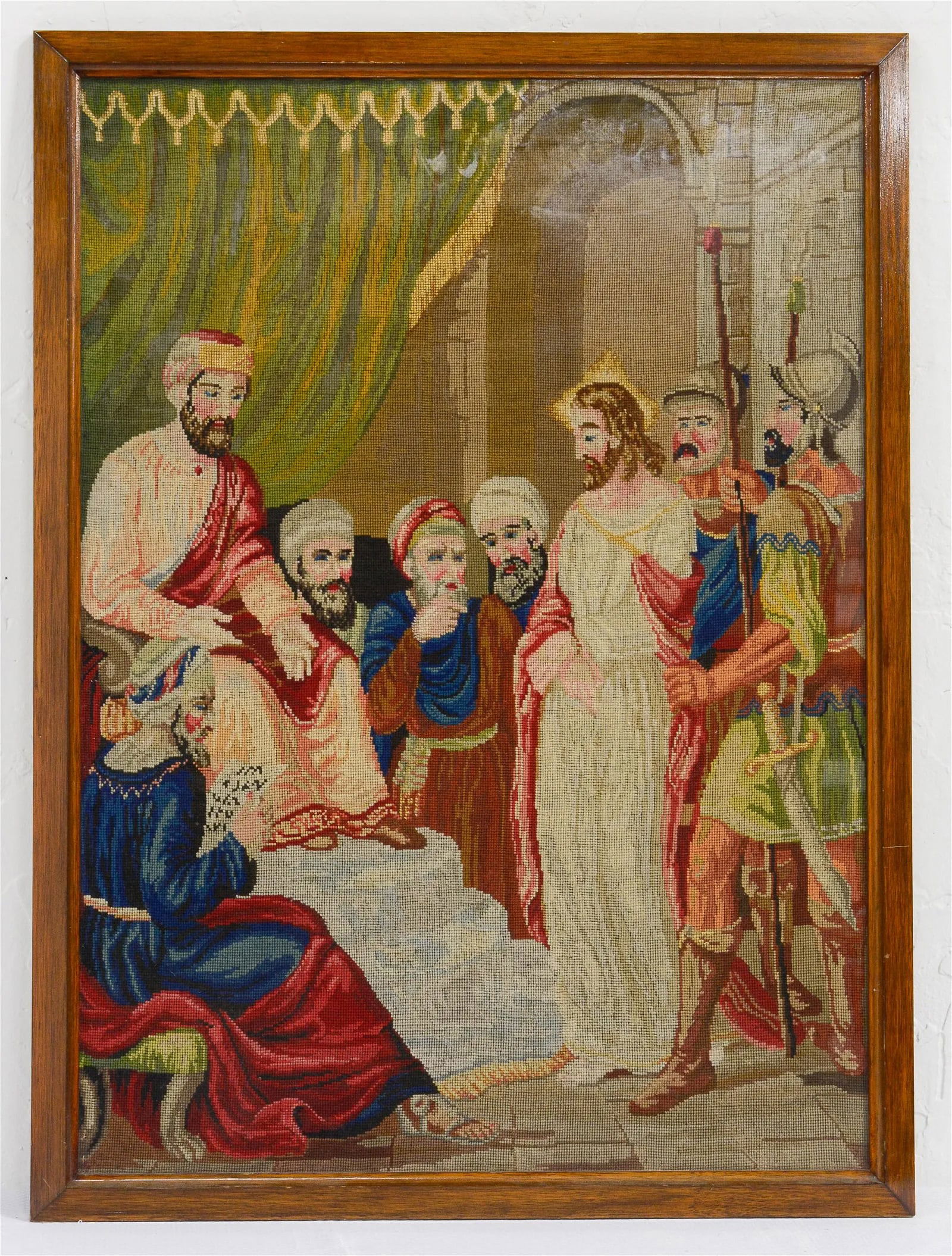 Framed Victorian Religious Tapestry Under Glass (1 of 1)