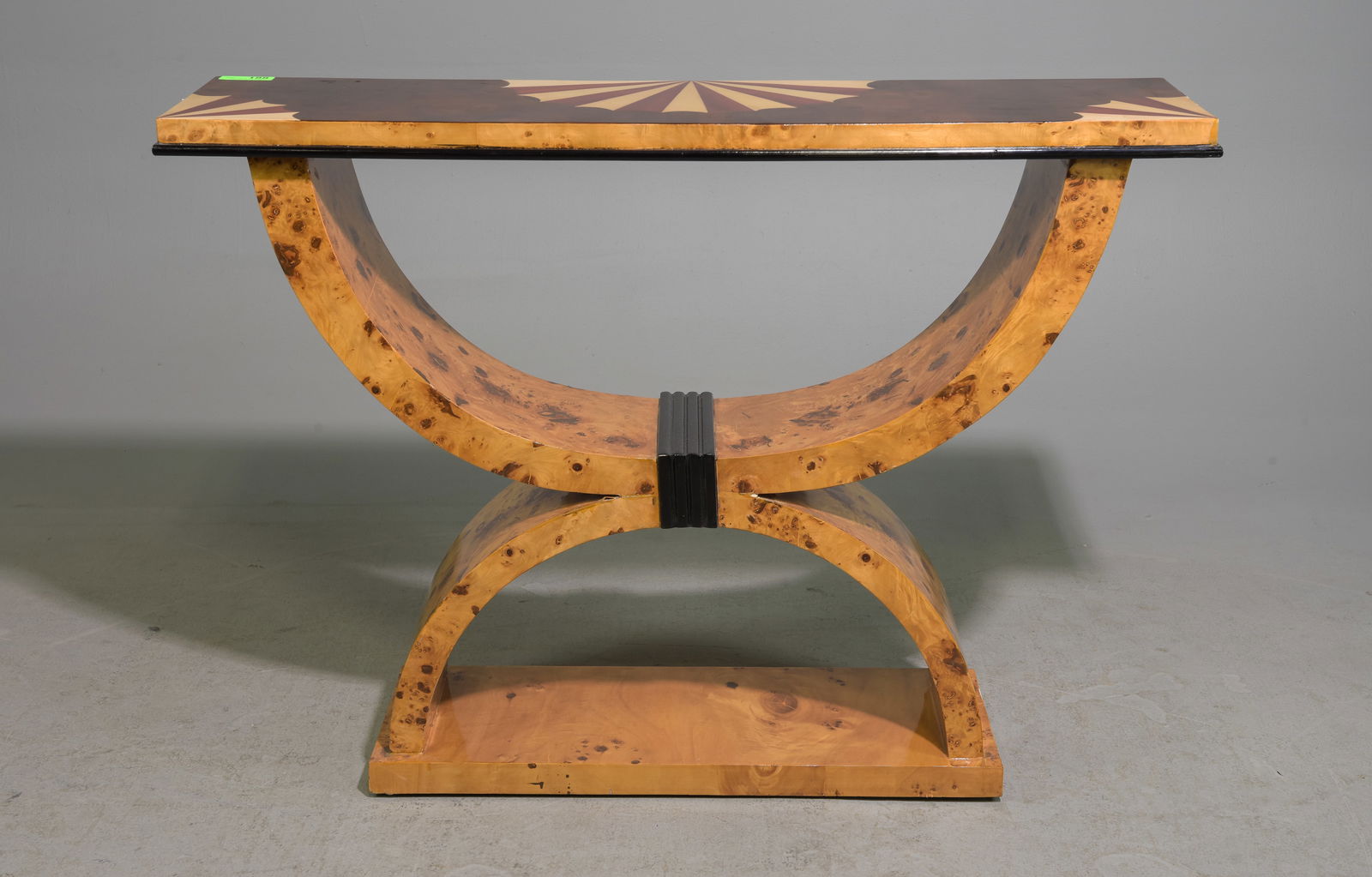 Art Deco Style Burled Hall Table with Pattern Top (1 of 3)