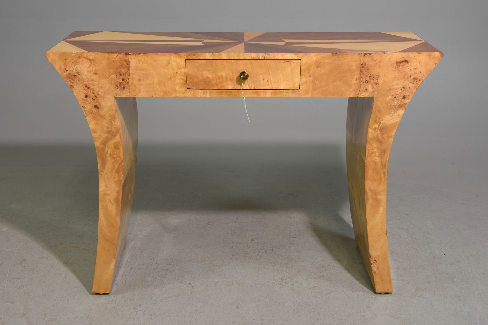 Art Deco Style Burled Hall Table with Pattern Top (1 of 5)