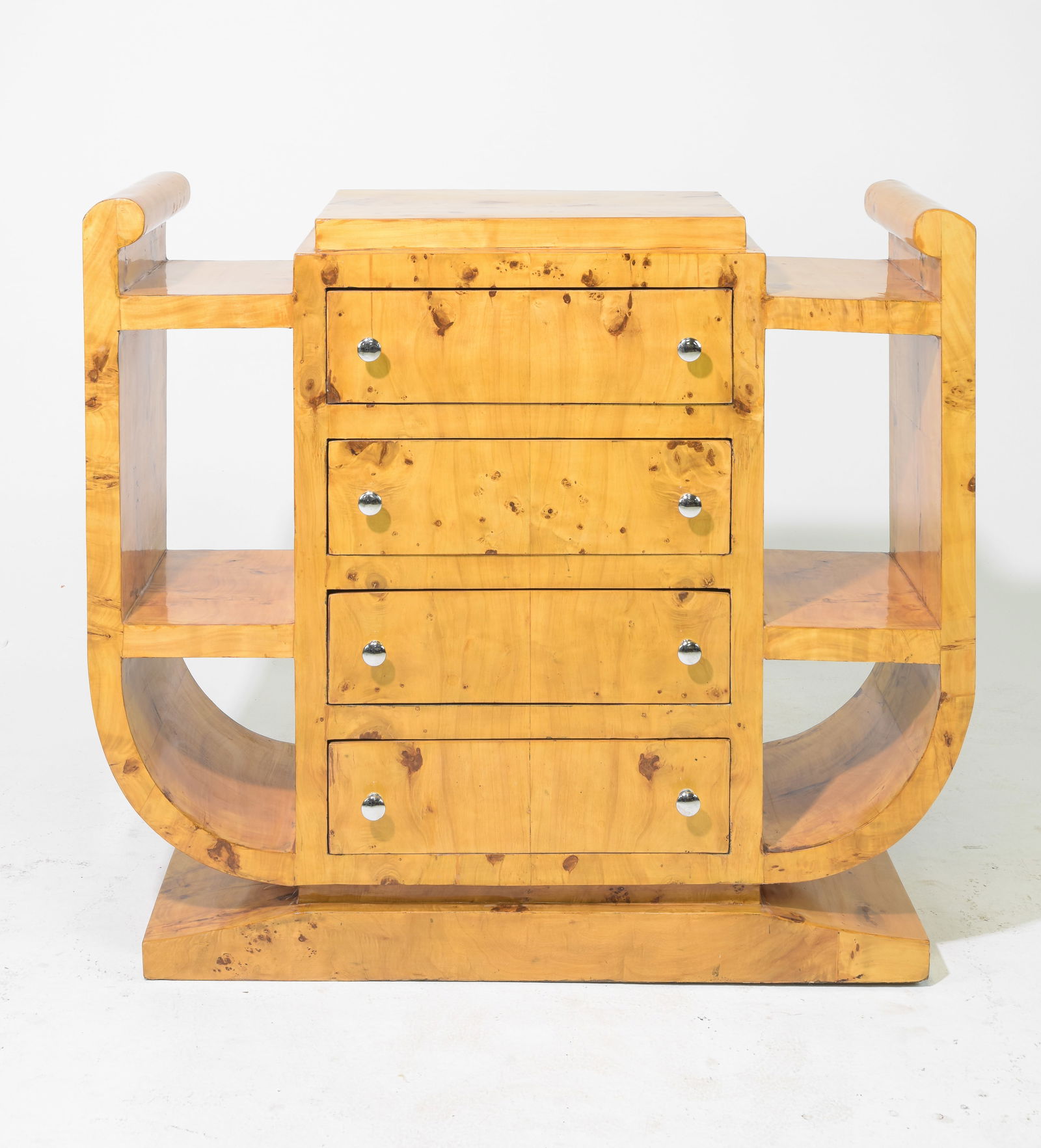 Art Deco Style Burled Four Drawer Chest (1 of 4)