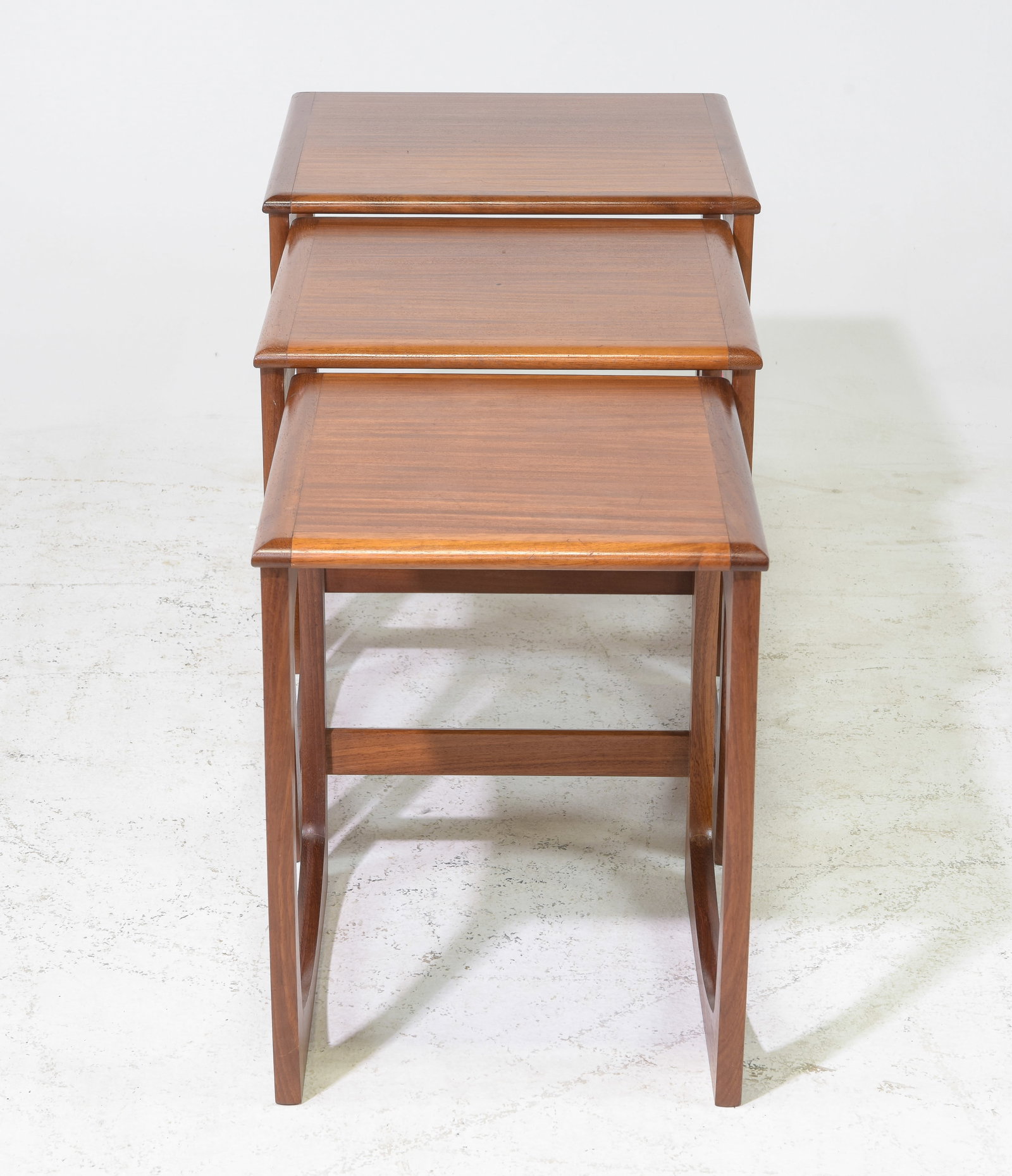Mid Century Modern Quadrille Nest of 3 Tables #1: This Danish Modern Style Nest is British and made by Mid Century Modern Furniture Maker G Plan ( Gplan ) it stacks to make a bookcase as well. Measurement for largest table is 19 in tall x 21 wide x 1