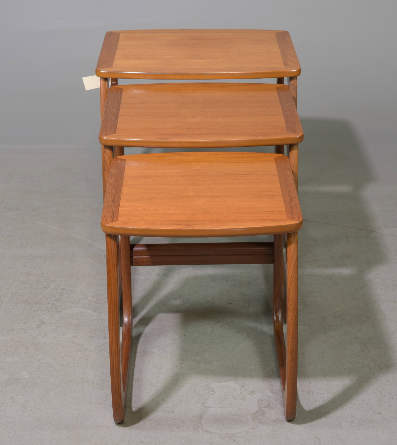 Mid Century Modern Nest of Three Tables - Nathan: Danish Modern Style Nest of Three Tables by Nathan - Largest table is 20 in tall x 21 x 20.5