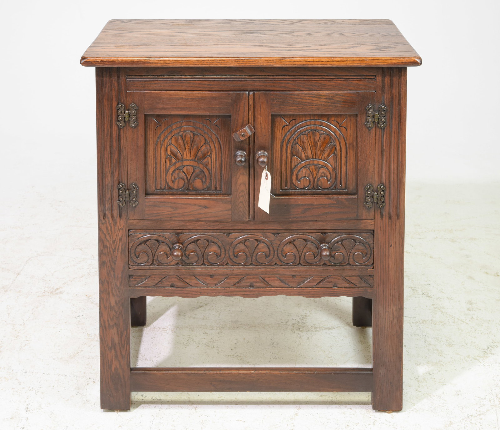 British Carved Oak Two Door Occasional Cabinet c.1930's (1 of 4)