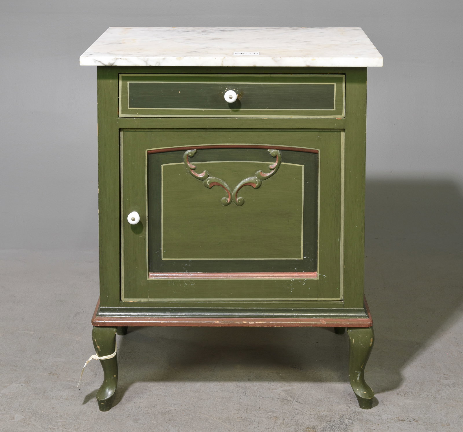Danish Painted White Marble Top Chest (1 of 6)