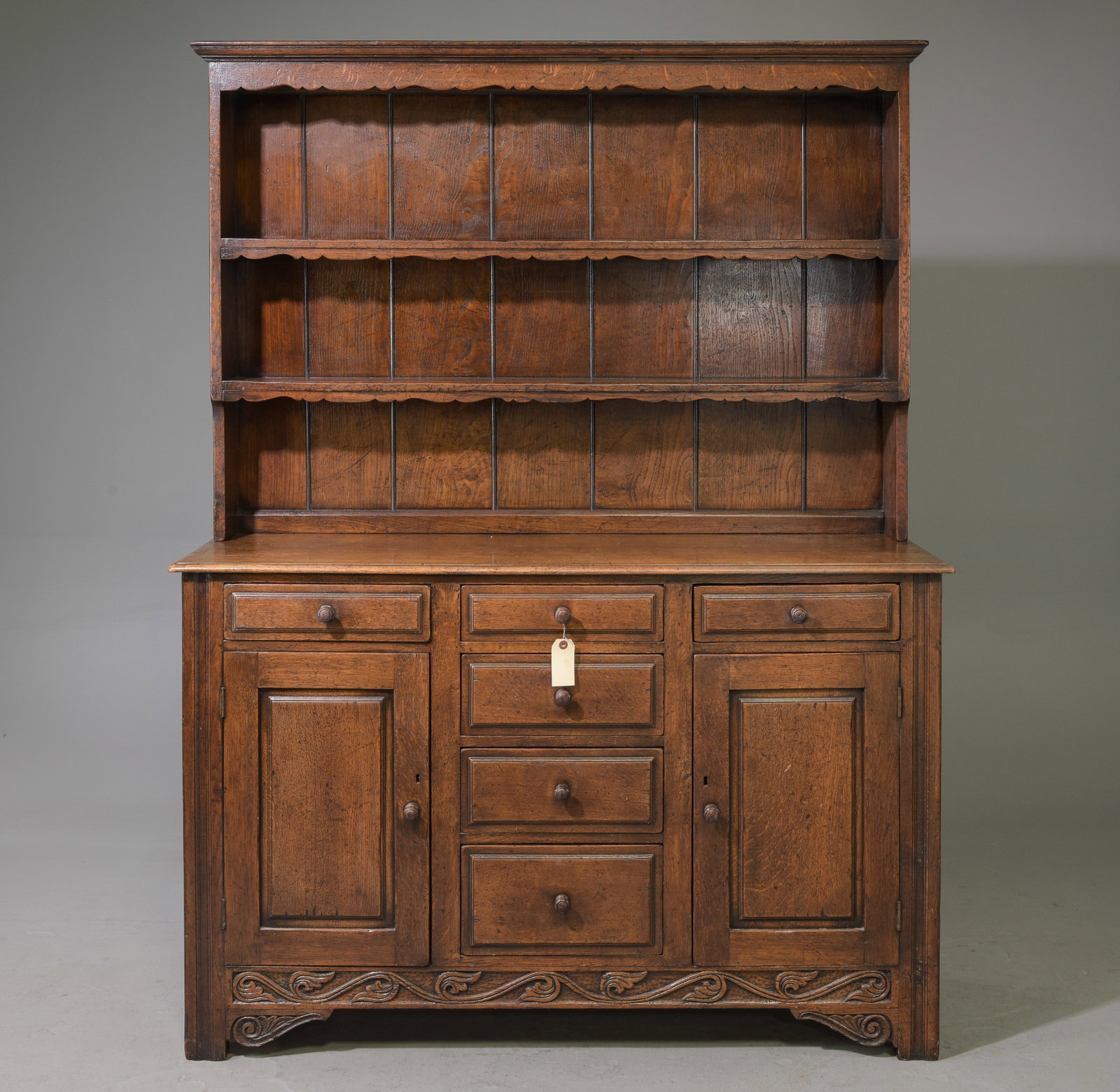 British Oak Welch Dresser c.1920's-30's: British Oak Welch / Plate Rack Dresser c.1920's-30's - 72 in tall x 54 x 20