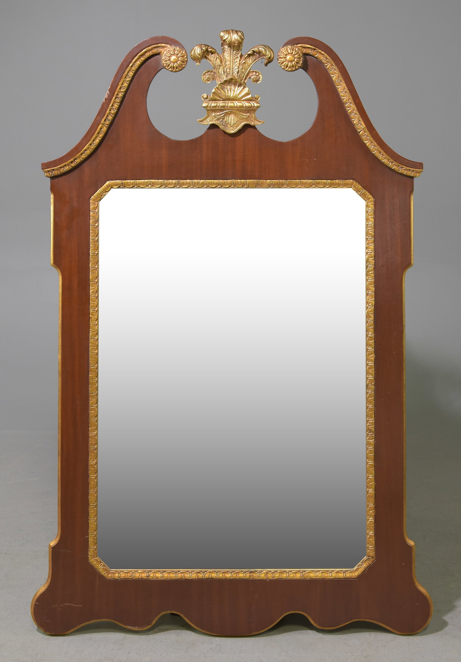 Mahogany Beveled Mirror Framed Mirror with Gilt Accents (1 of 4)