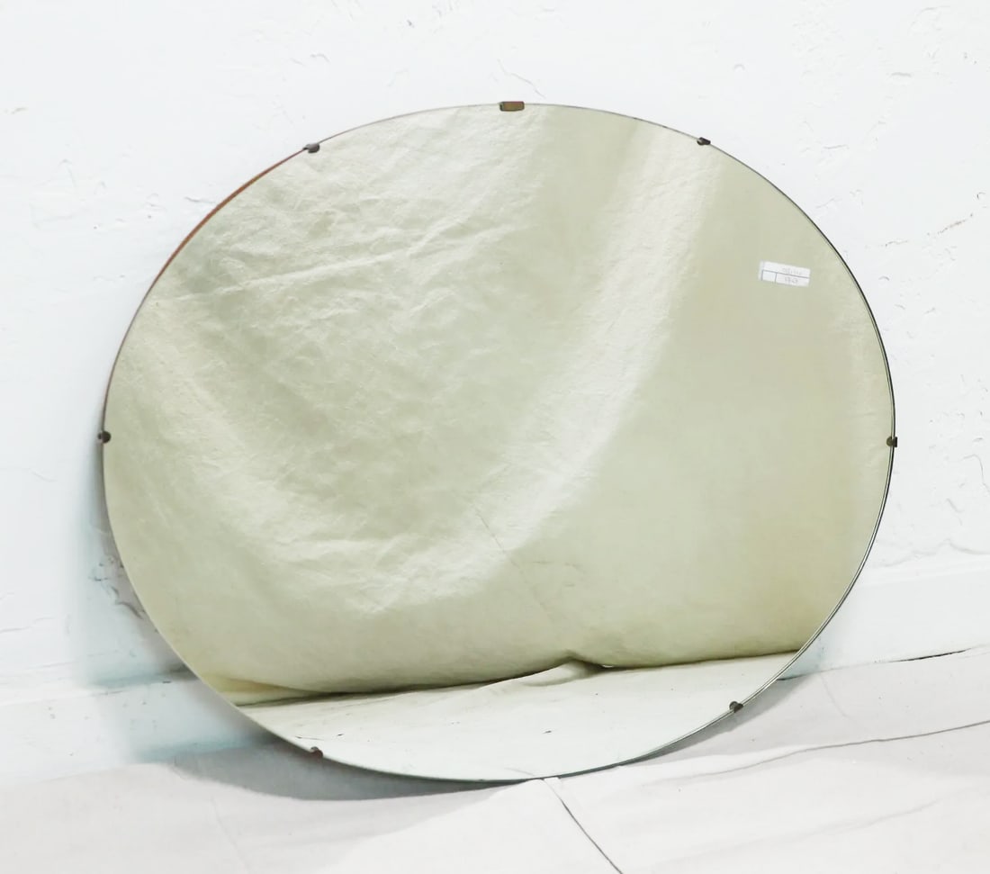 Mid Century Modern Oval Unframed Beveled Mirror (1 of 1)