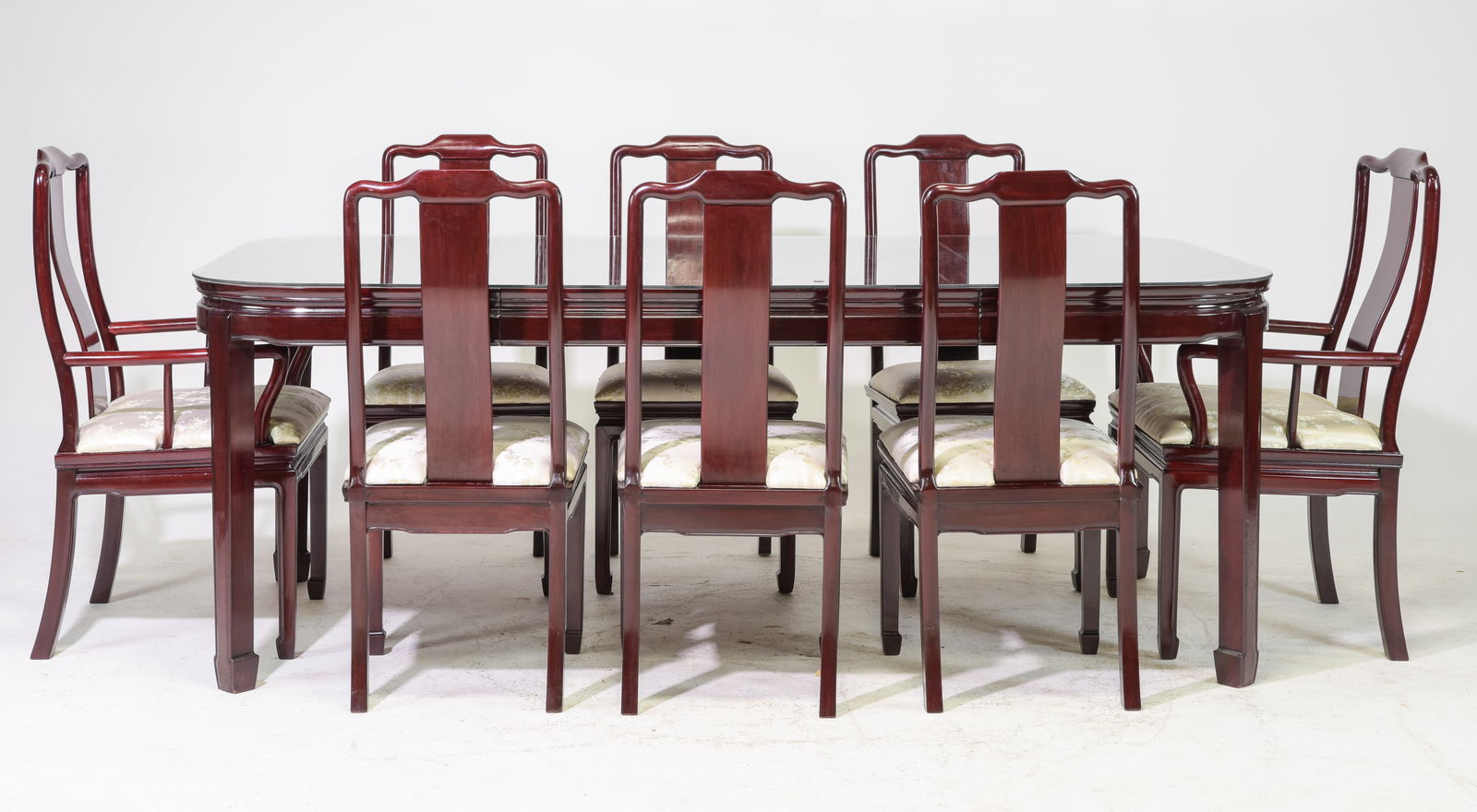 9pc Chinese Dining Table & 8 Chairs c.1980's (1 of 7)