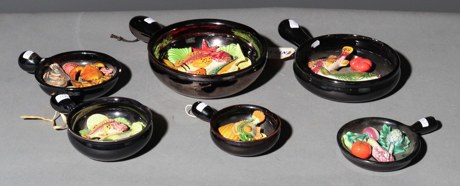 6 Vallauris Style Majolica Sauce Bowls c.1950 (1 of 5)