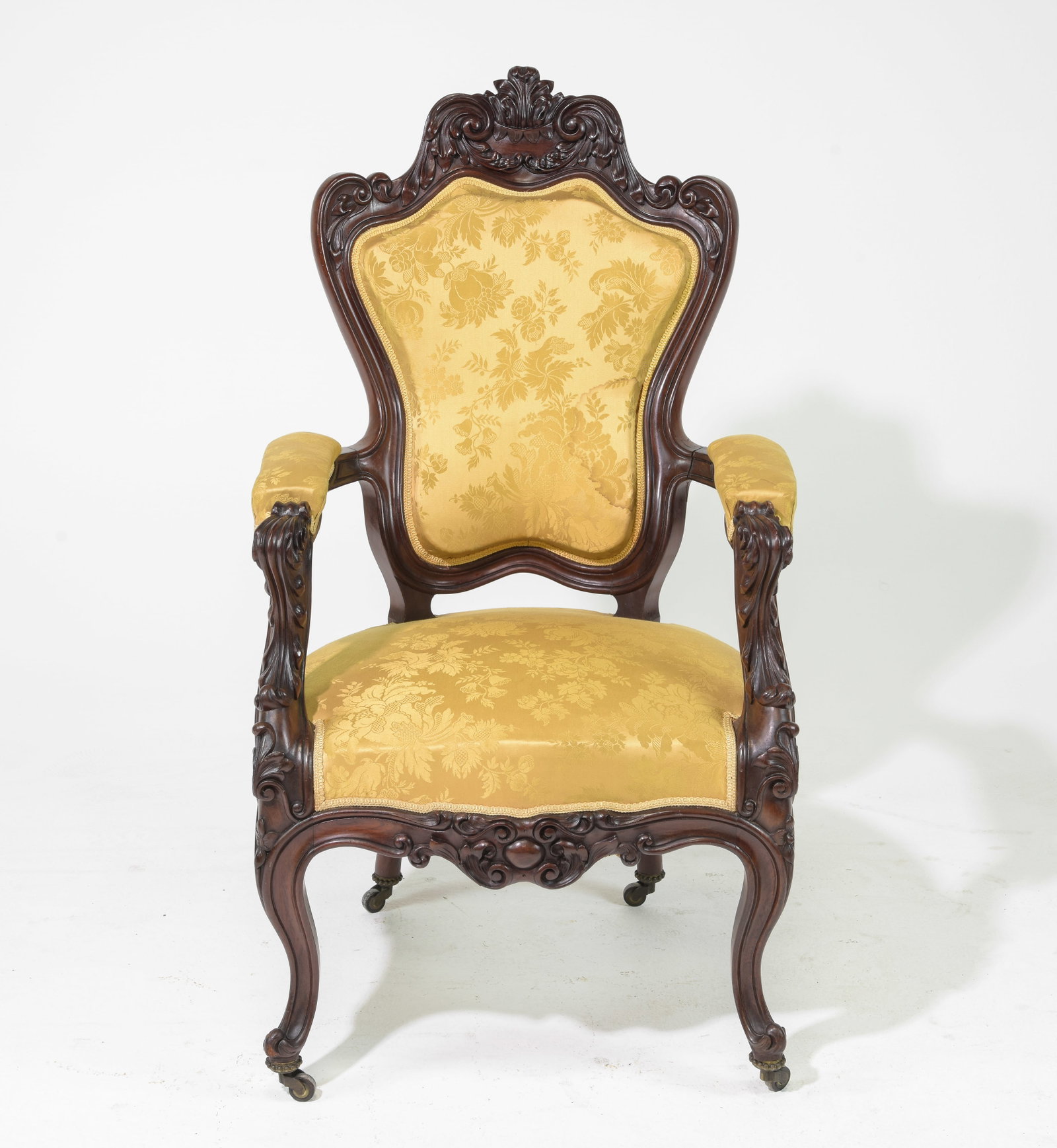Louis XV Style Mahogany Arm Chair: French Louis XV Style Mahogany Arm Chair - 42 inches tall x 24 x 28, seat height is 18 inches