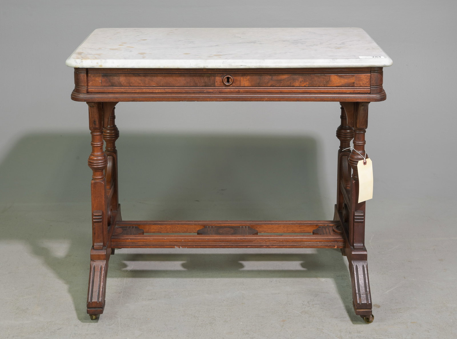 Victorian Mahogany White Marble Top Table (1 of 5)