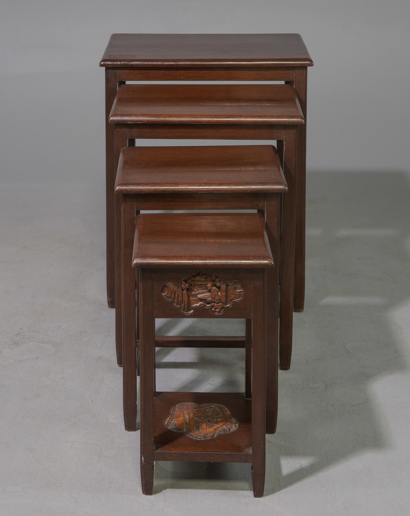 Nest of Four Asian Carved Mahogany Tables (1 of 5)