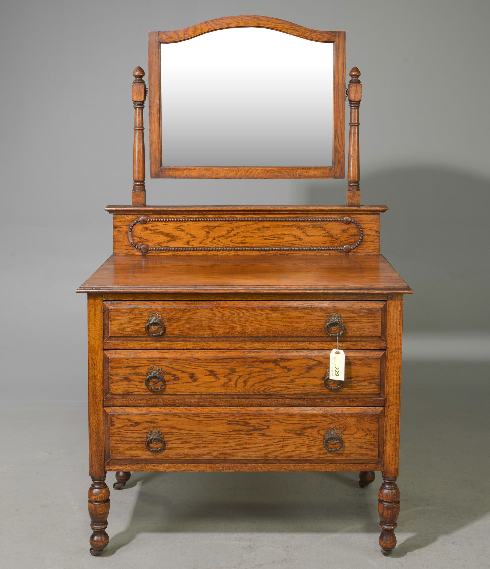 British Oak Mirror Back Dressing Chest c.1930's (1 of 5)