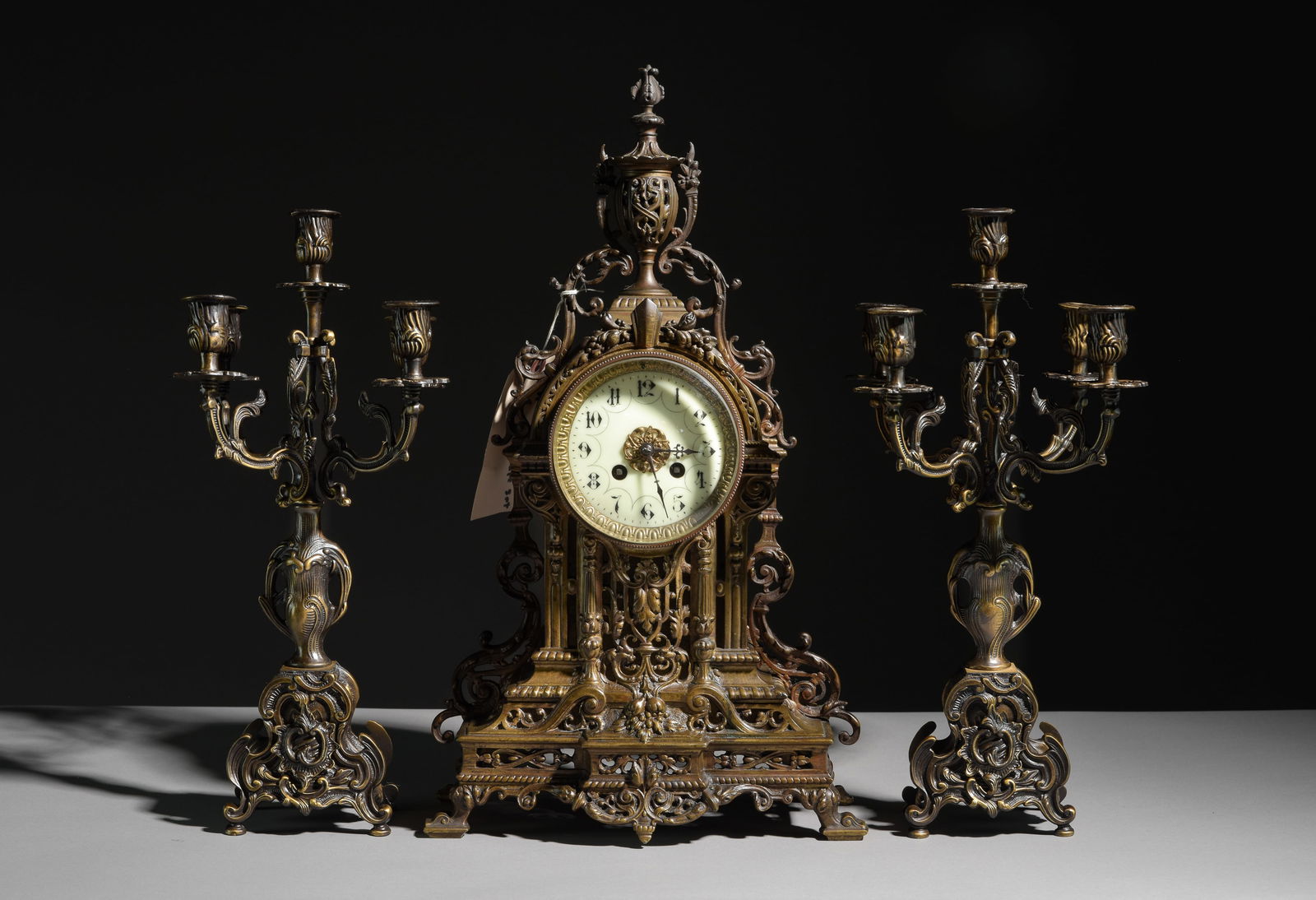 Louis XV Style Mantle Clock with Garnitures (1 of 7)