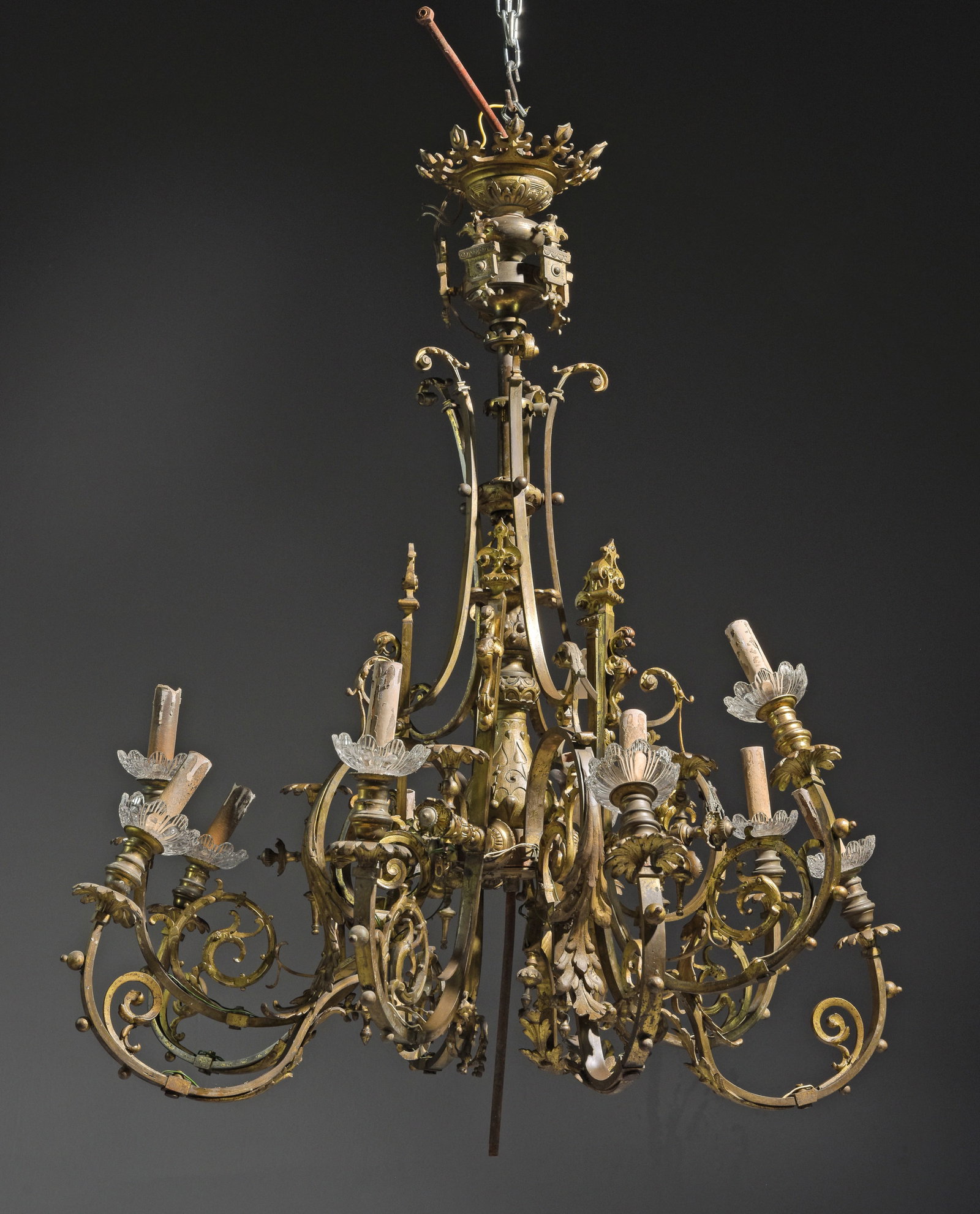 10 Light Large French Heavy Iron Chandelier: 10 Light Large French Heavy Iron Chandelier - 46 inches tall x 40 inch diameter