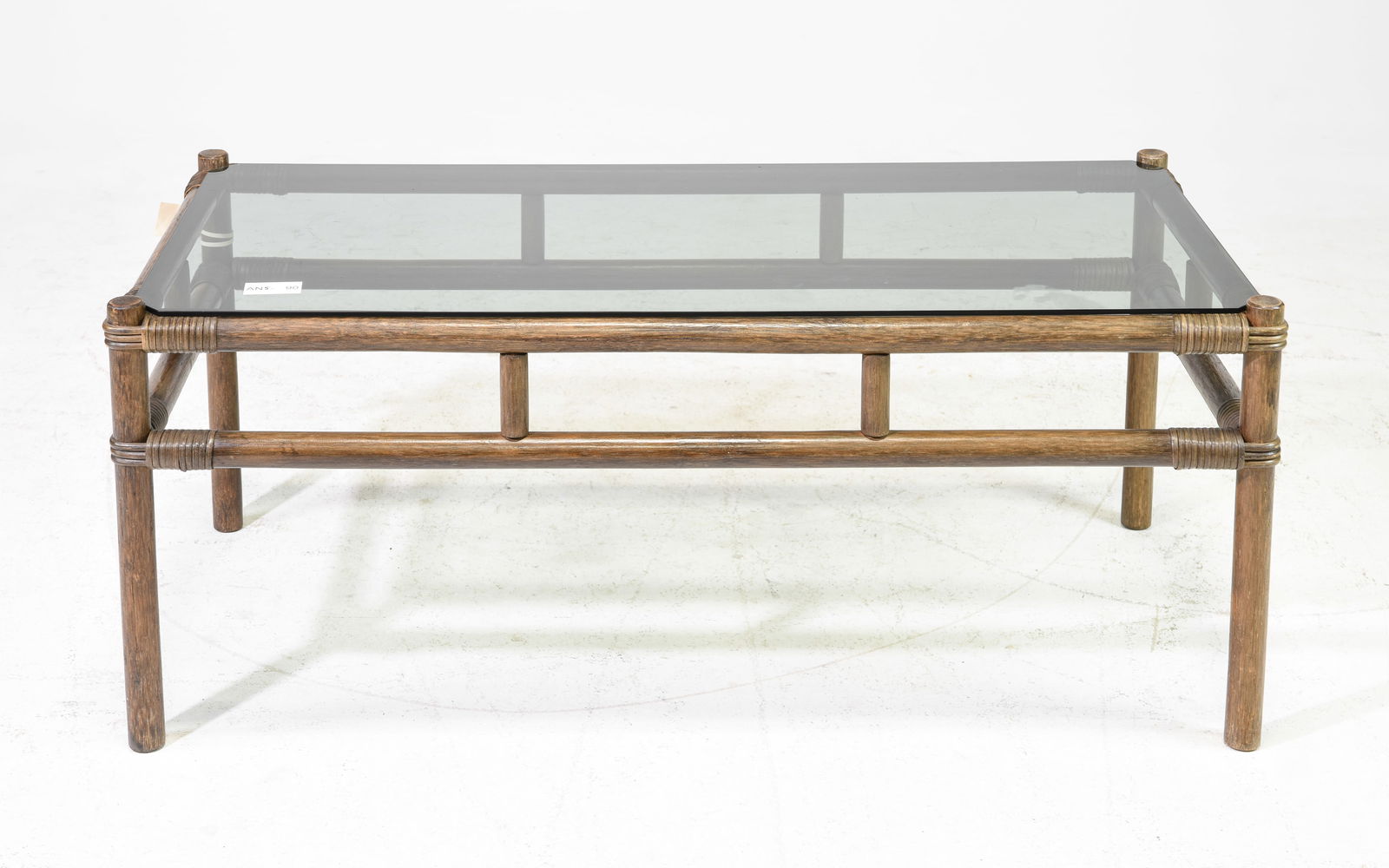 Tiki Style Bamboo  Glass Top Coffee Table (1 of 4)